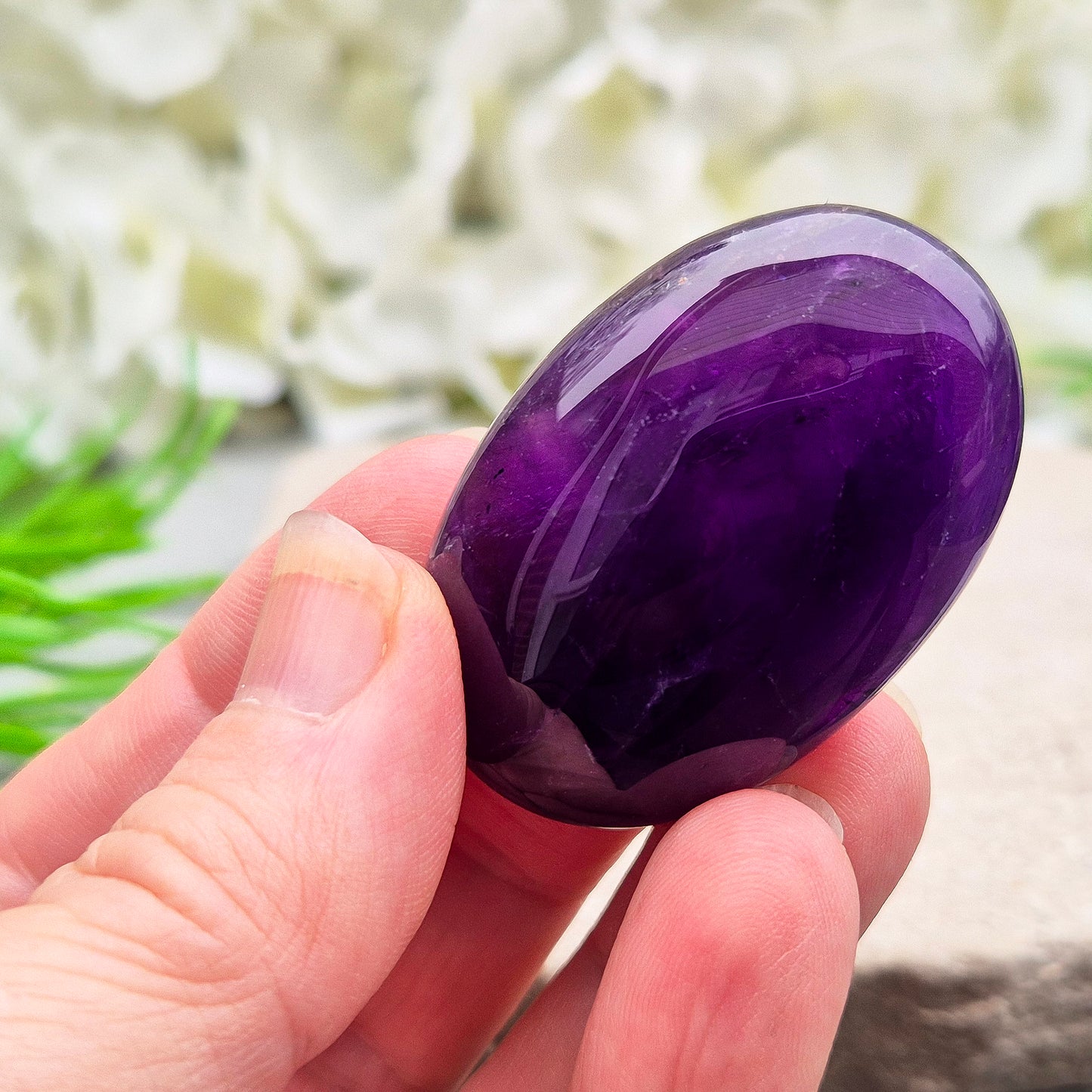 Amethyst Crystal Palm Stone, Polished Gemstone