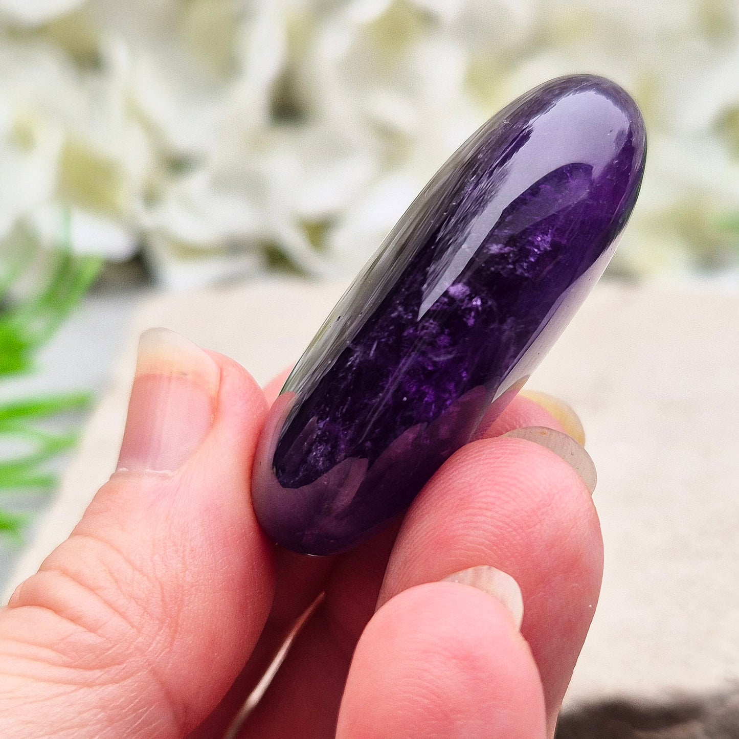 Amethyst Crystal Palm Stone, Polished Gemstone
