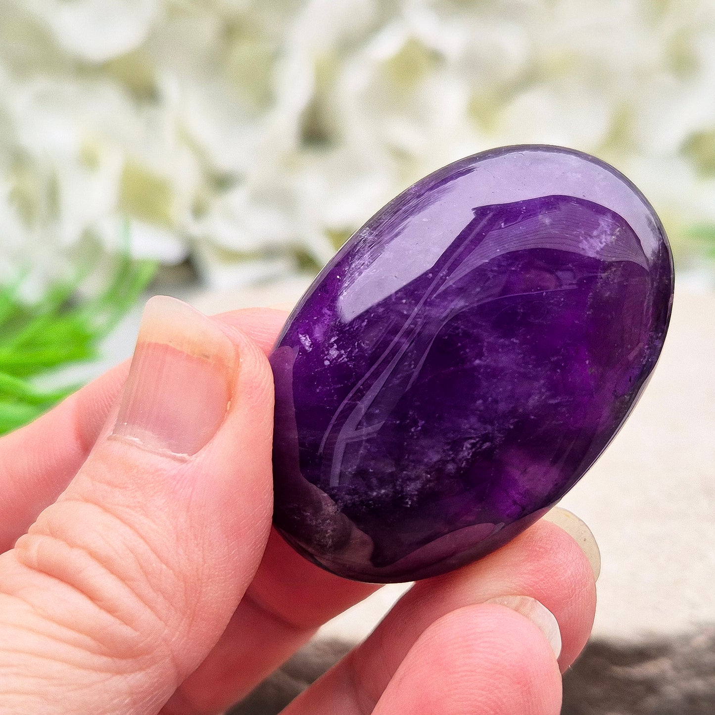 Amethyst Crystal Palm Stone, Polished Gemstone
