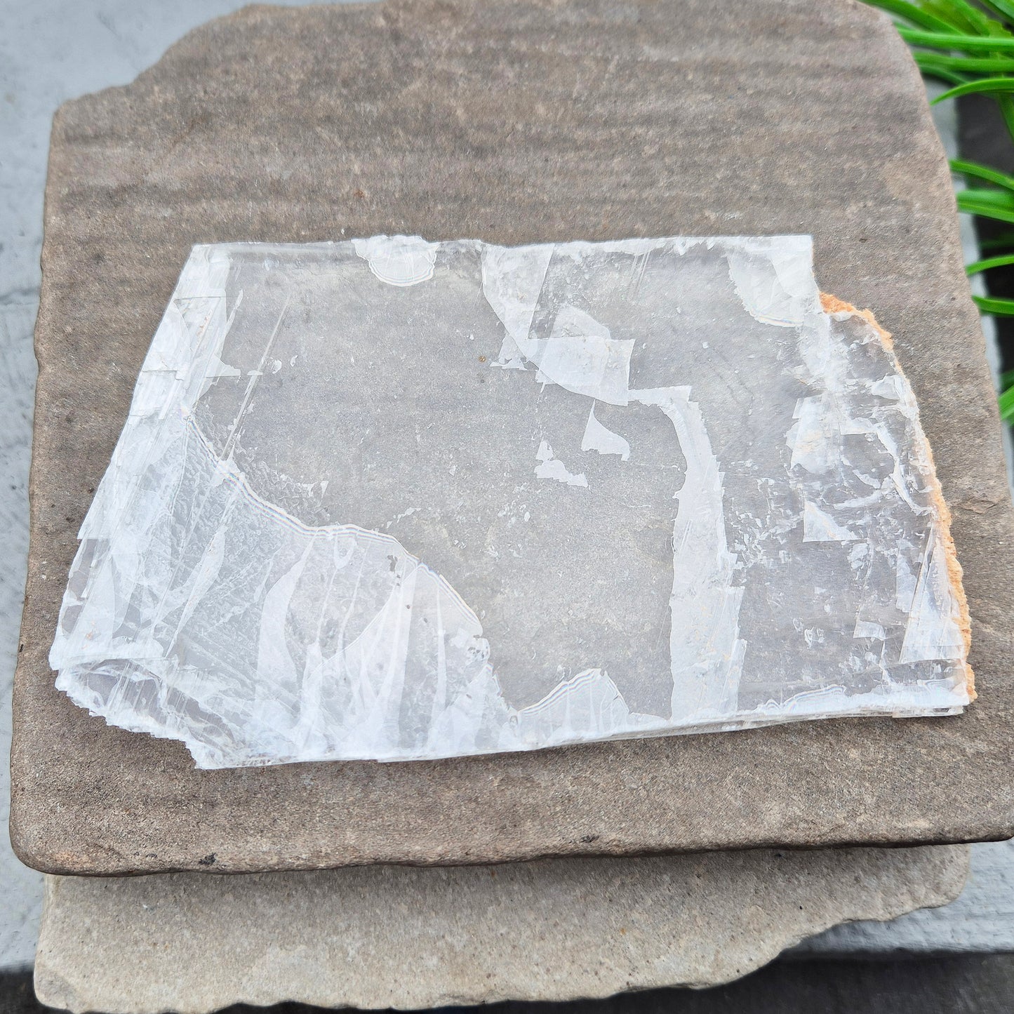 Gypsum Crystal Window, Cleansing and Charging Plate with Clear Acrylic Stand Included