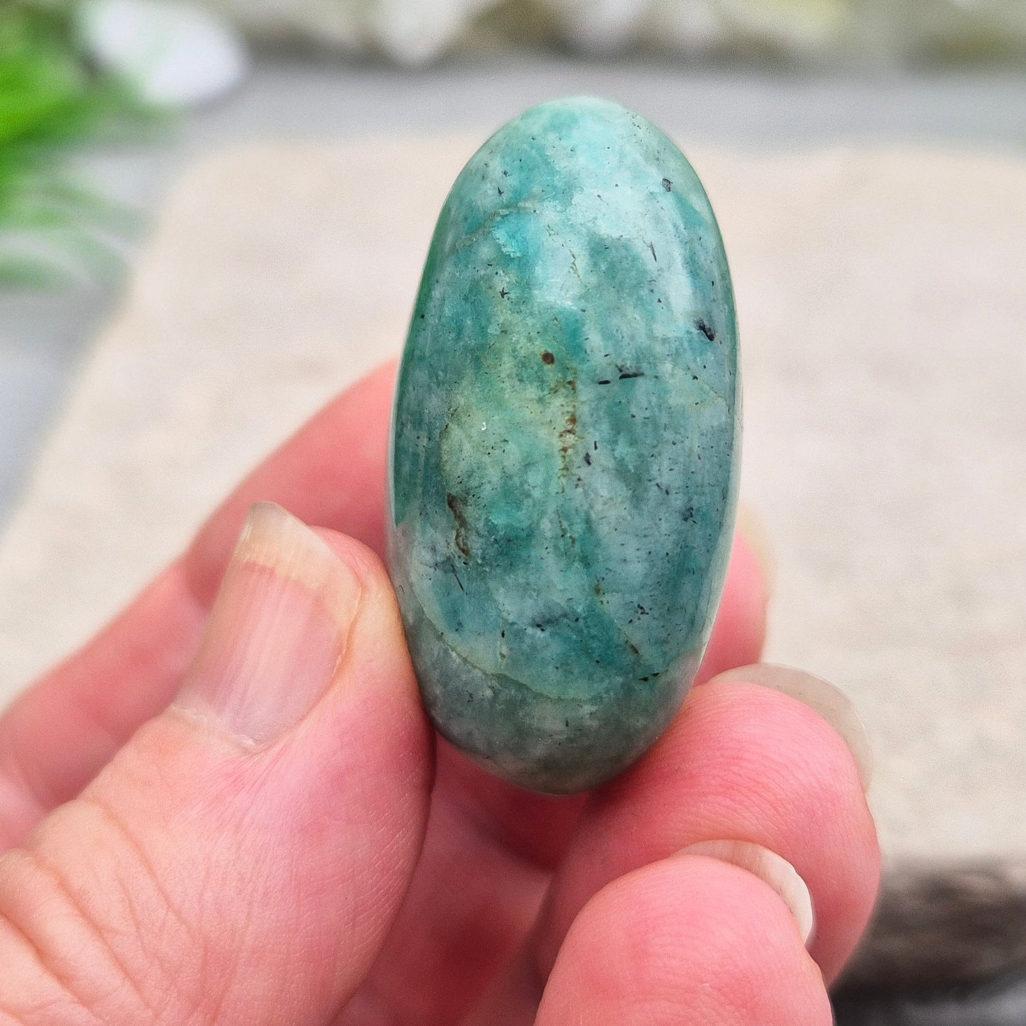 Amazonite Crystal Galet, Gridding and Pocket Palm Stone
