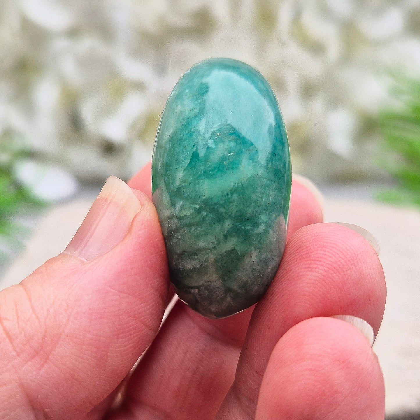 Amazonite Crystal Galet, Gridding and Pocket Palm Stone
