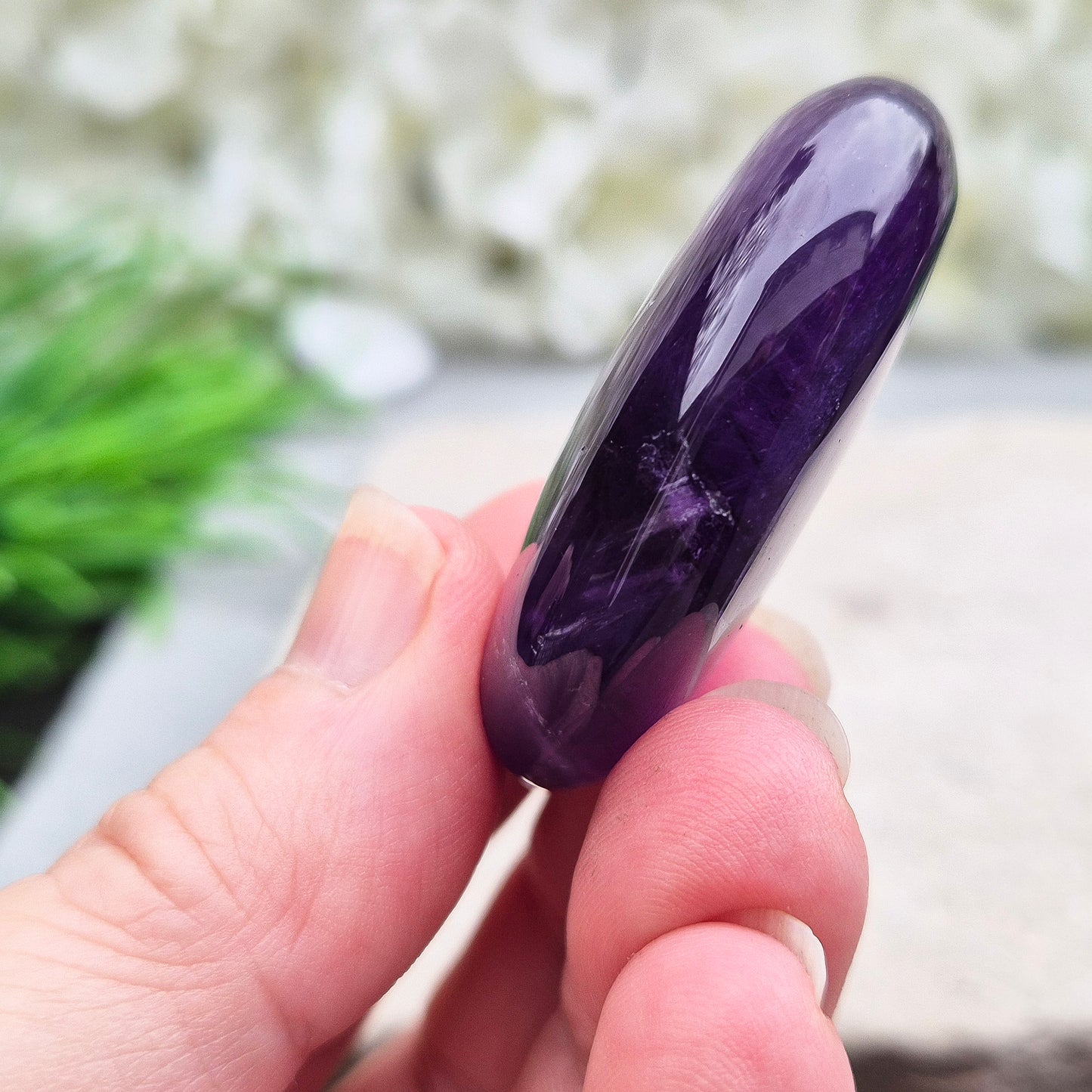 Amethyst Crystal Palm Stone, Polished Gemstone