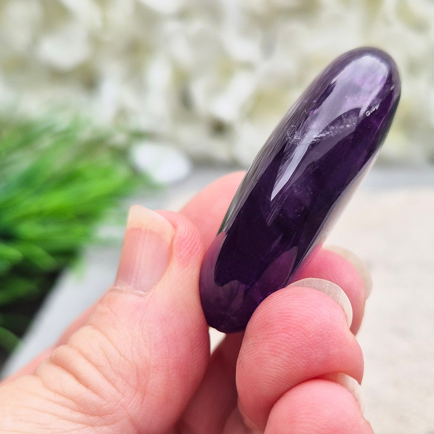 Amethyst Crystal Palm Stone, Polished Gemstone