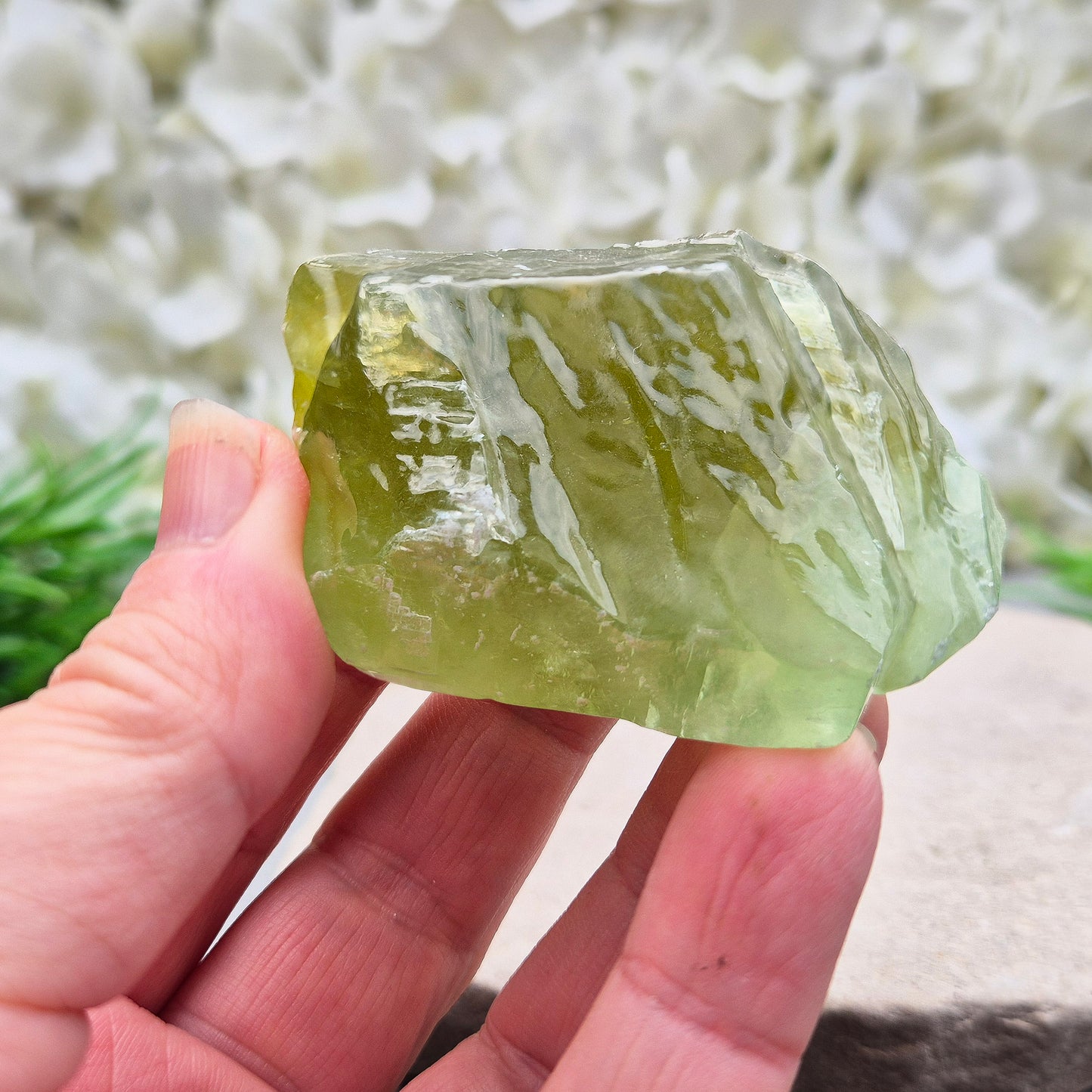 Green Calcite Crystal, Natural Gemstone, 33 to 35