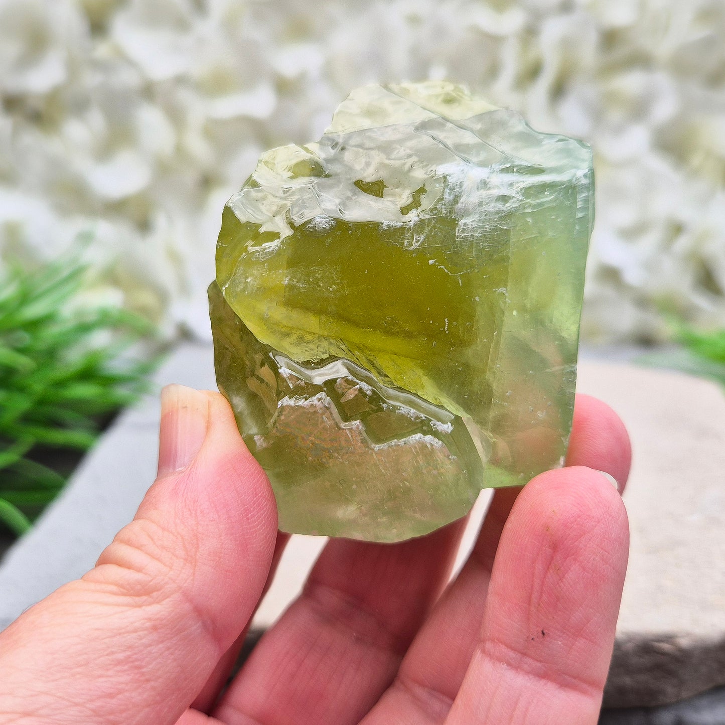 Green Calcite Crystal, Natural Gemstone, 33 to 35
