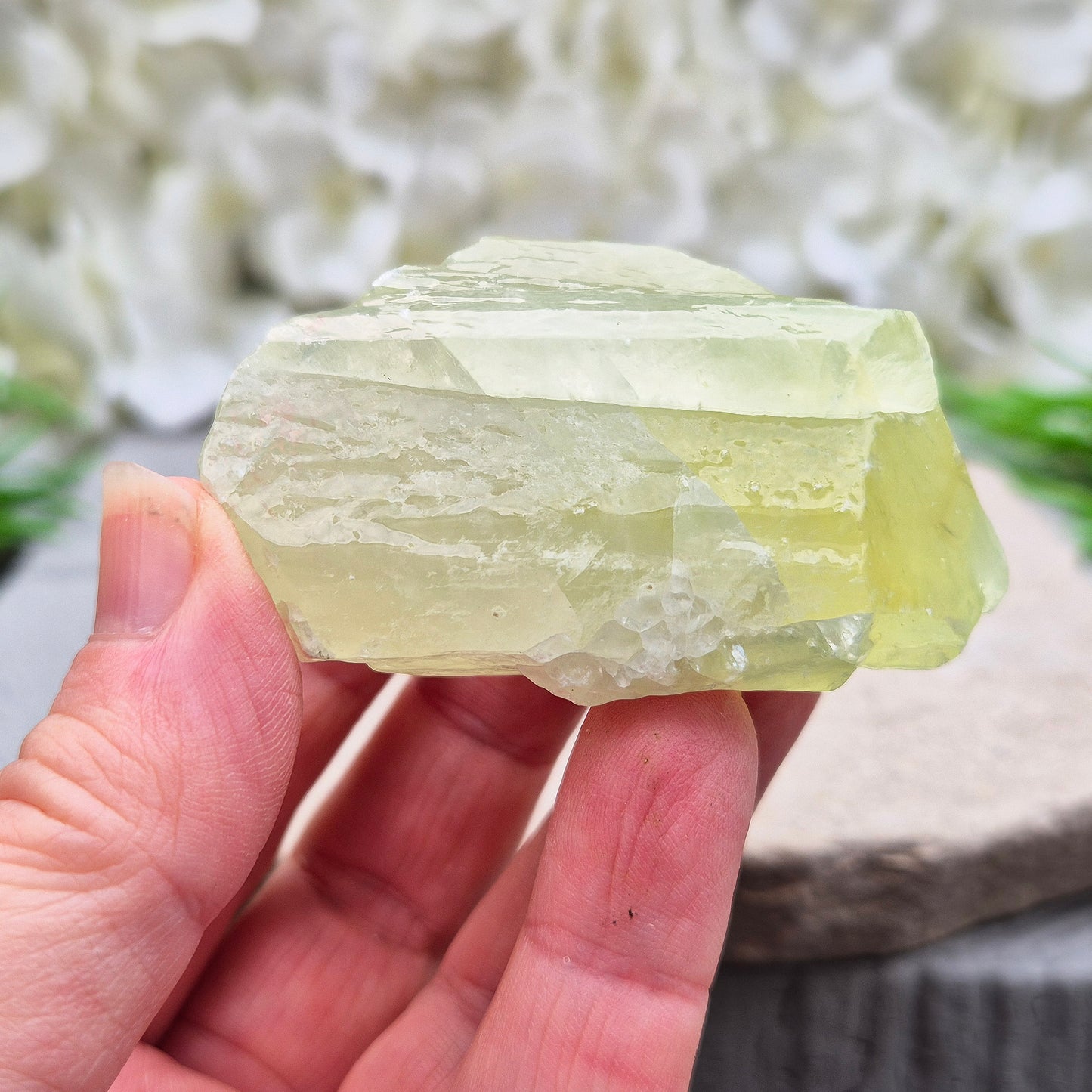 Green Calcite Crystal, Natural Gemstone, 33 to 35