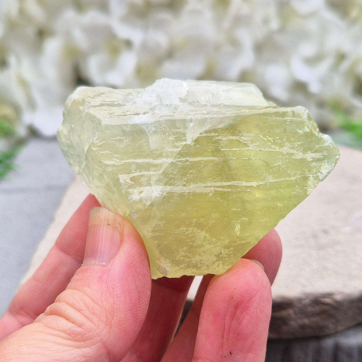 Green Calcite Crystal, Natural Gemstone, 33 to 35