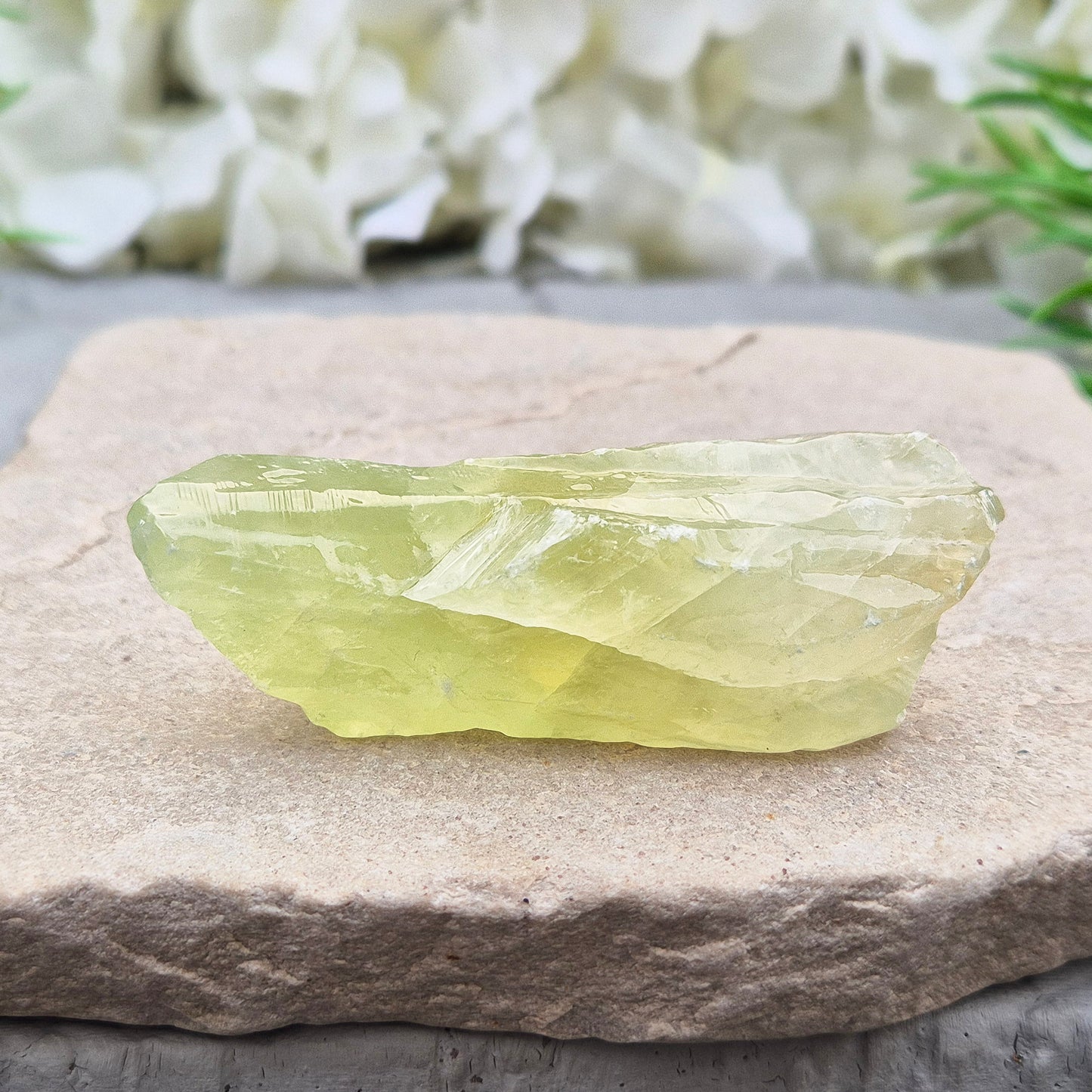 Green Calcite Crystal, Natural Gemstone, 33 to 35