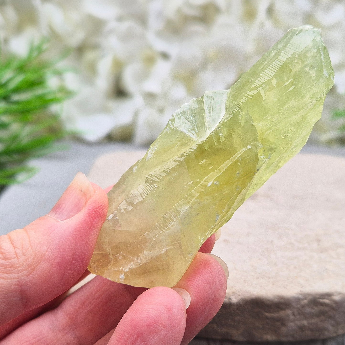 Green Calcite Crystal, Natural Gemstone, 33 to 35