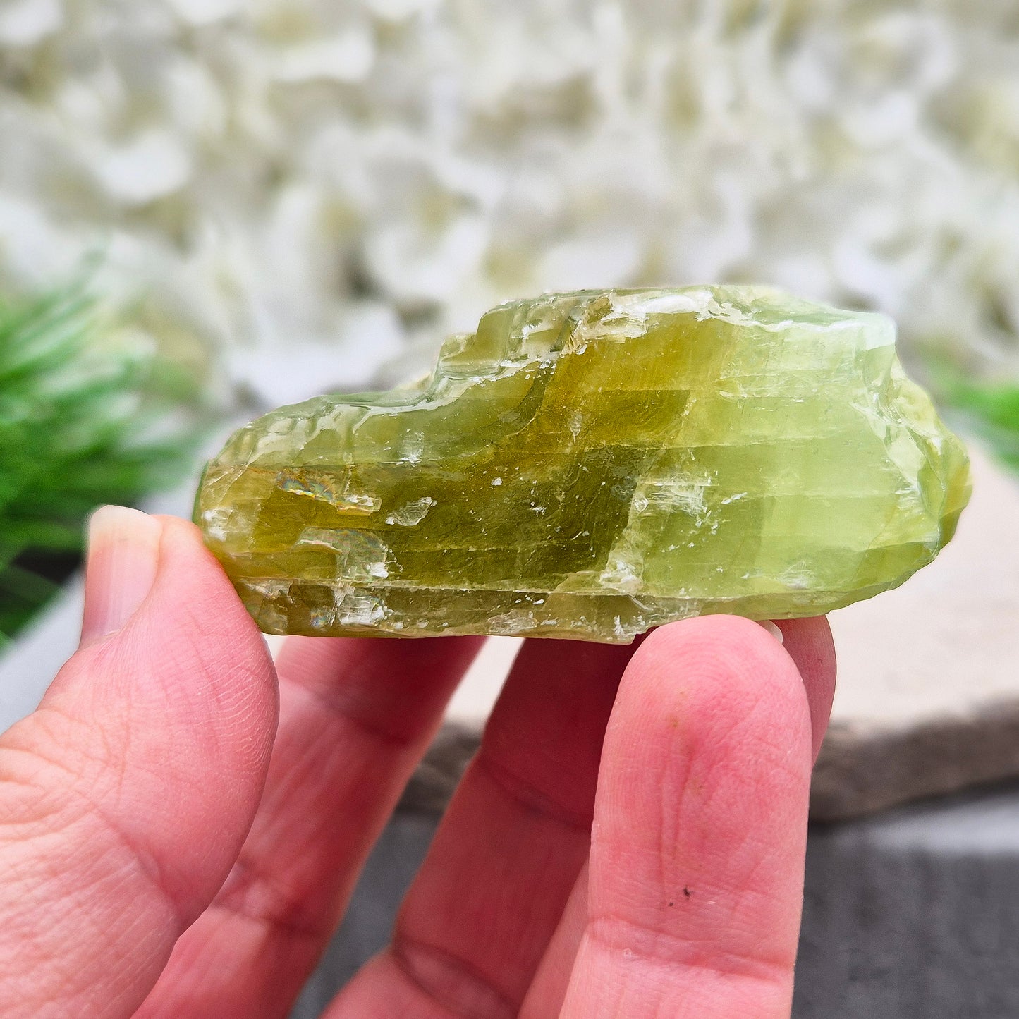 Natural Green Calcite chunk to support emotional release, fresh energy and a lighter mindset. A calming heart-centred stone for letting go and moving forward.
