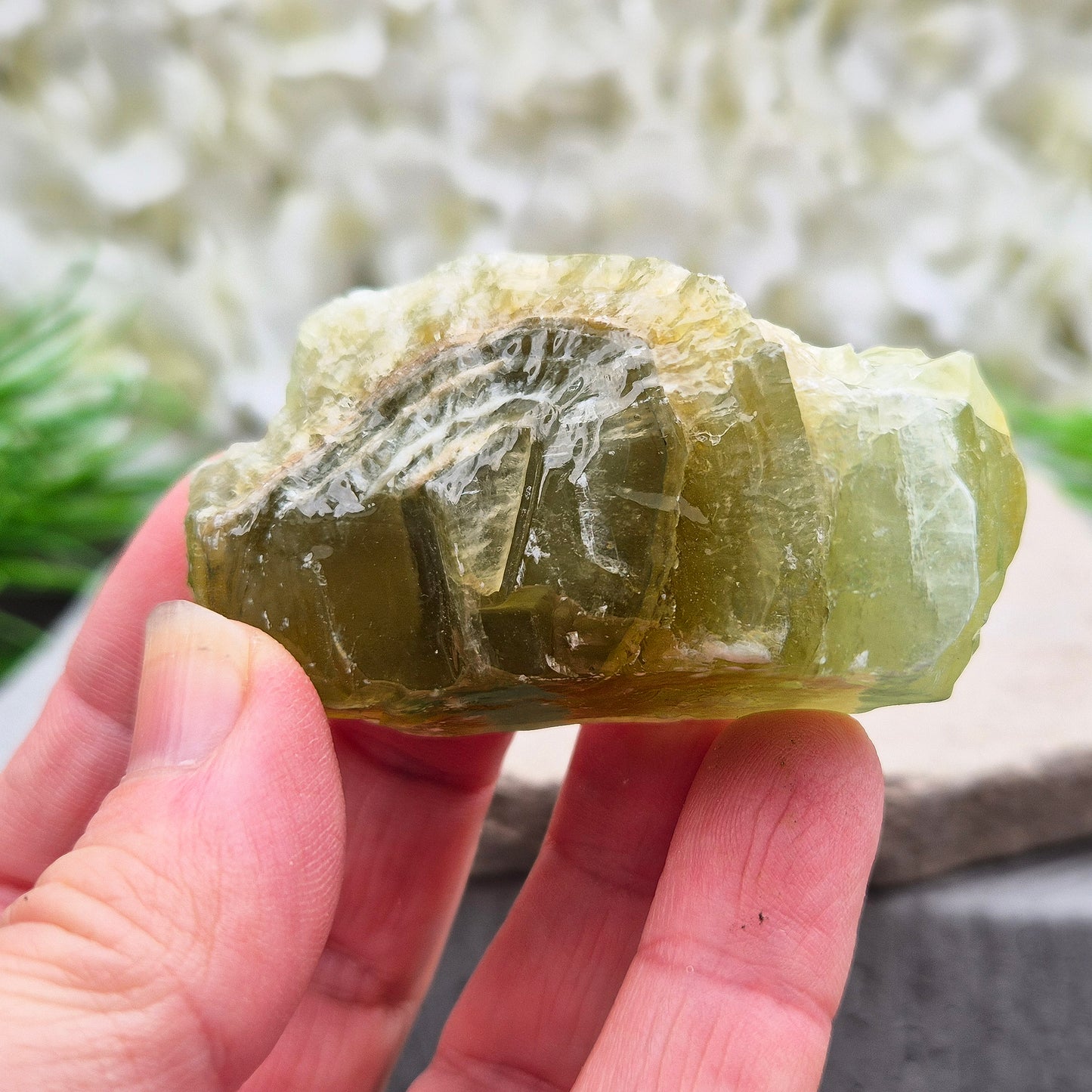 Green Calcite Crystal, Natural Gemstone, 36 to 38