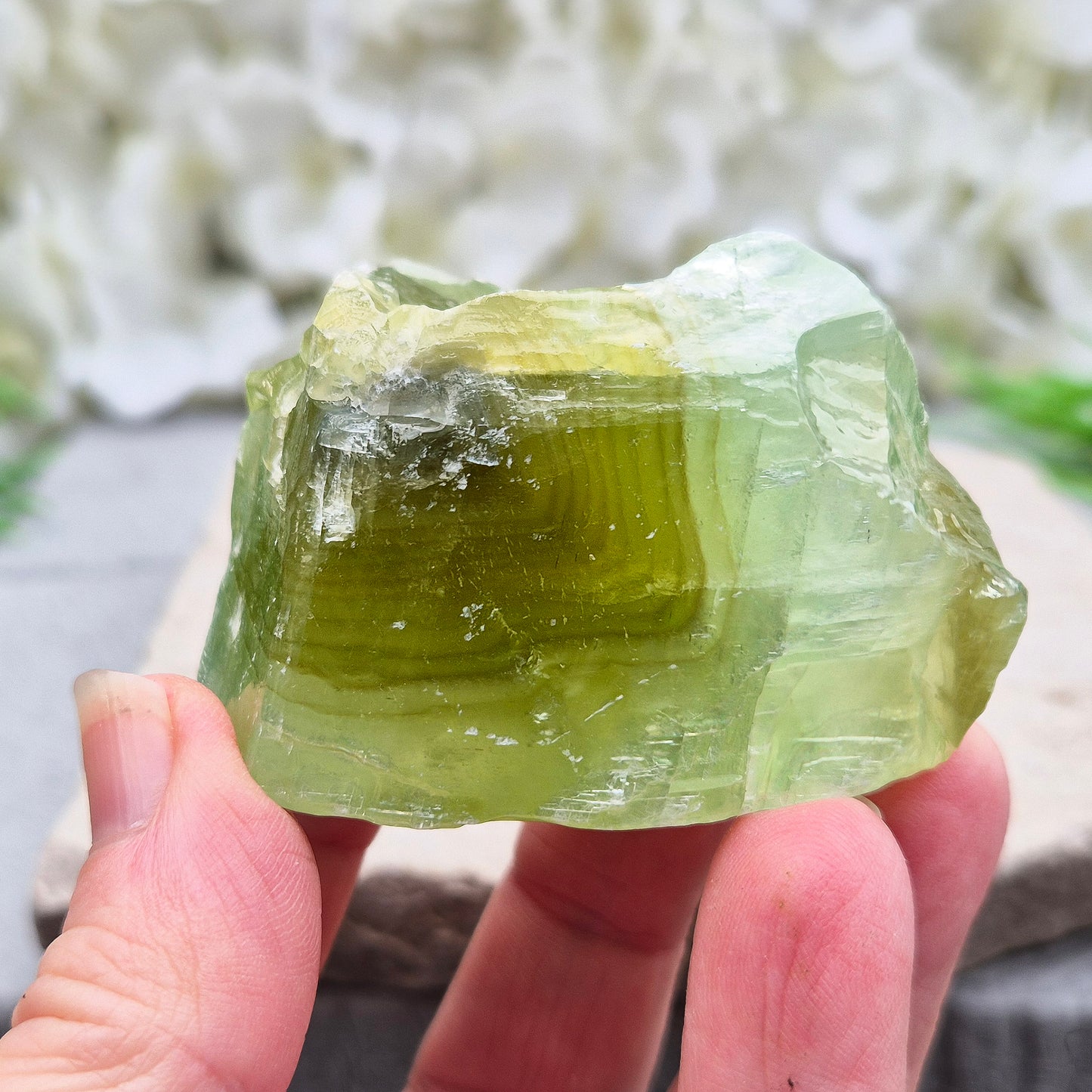 Green Calcite Crystal, Natural Gemstone, 36 to 38