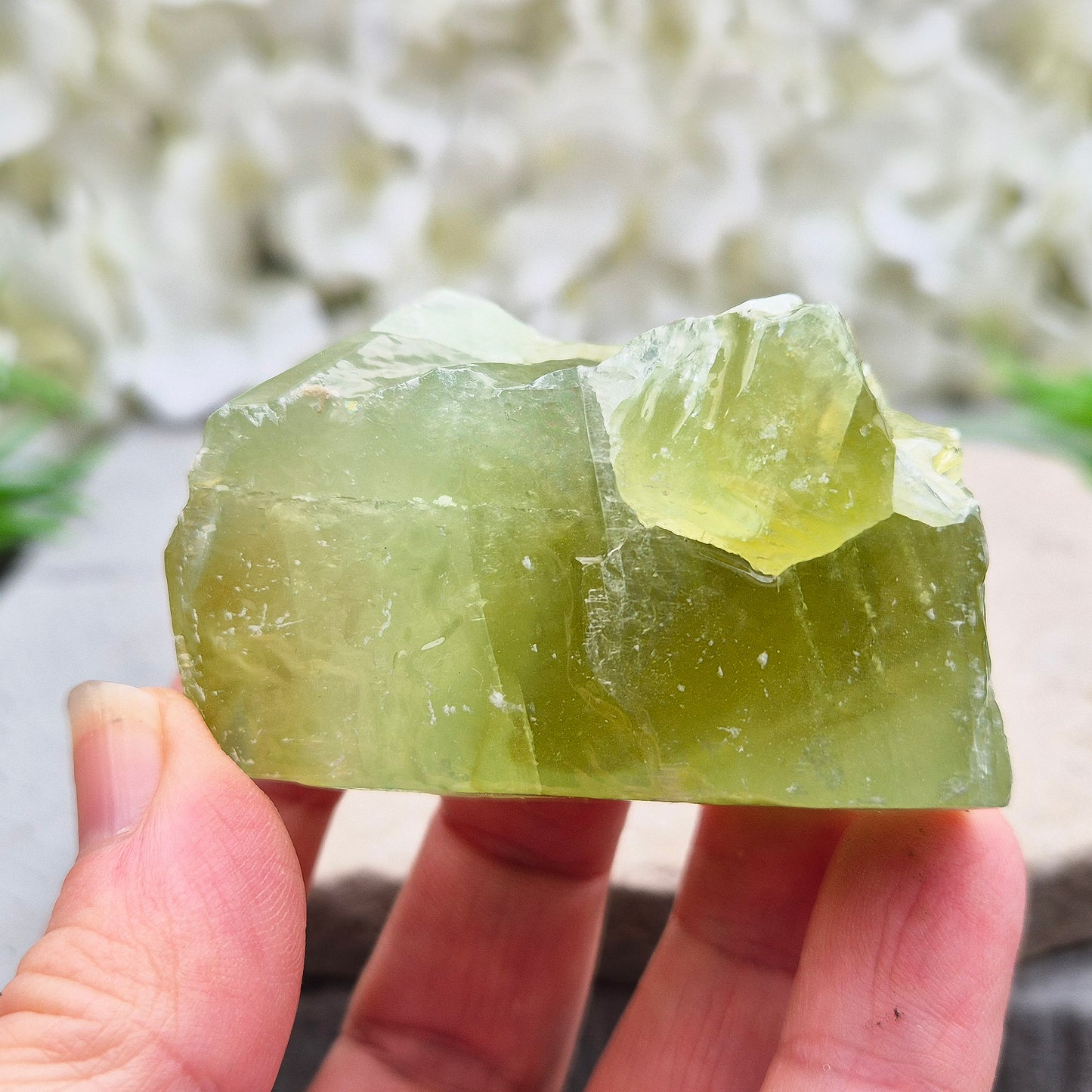 Natural Green Calcite chunk to support emotional release, fresh energy and a lighter mindset. A calming heart-centred stone for letting go and moving forward.