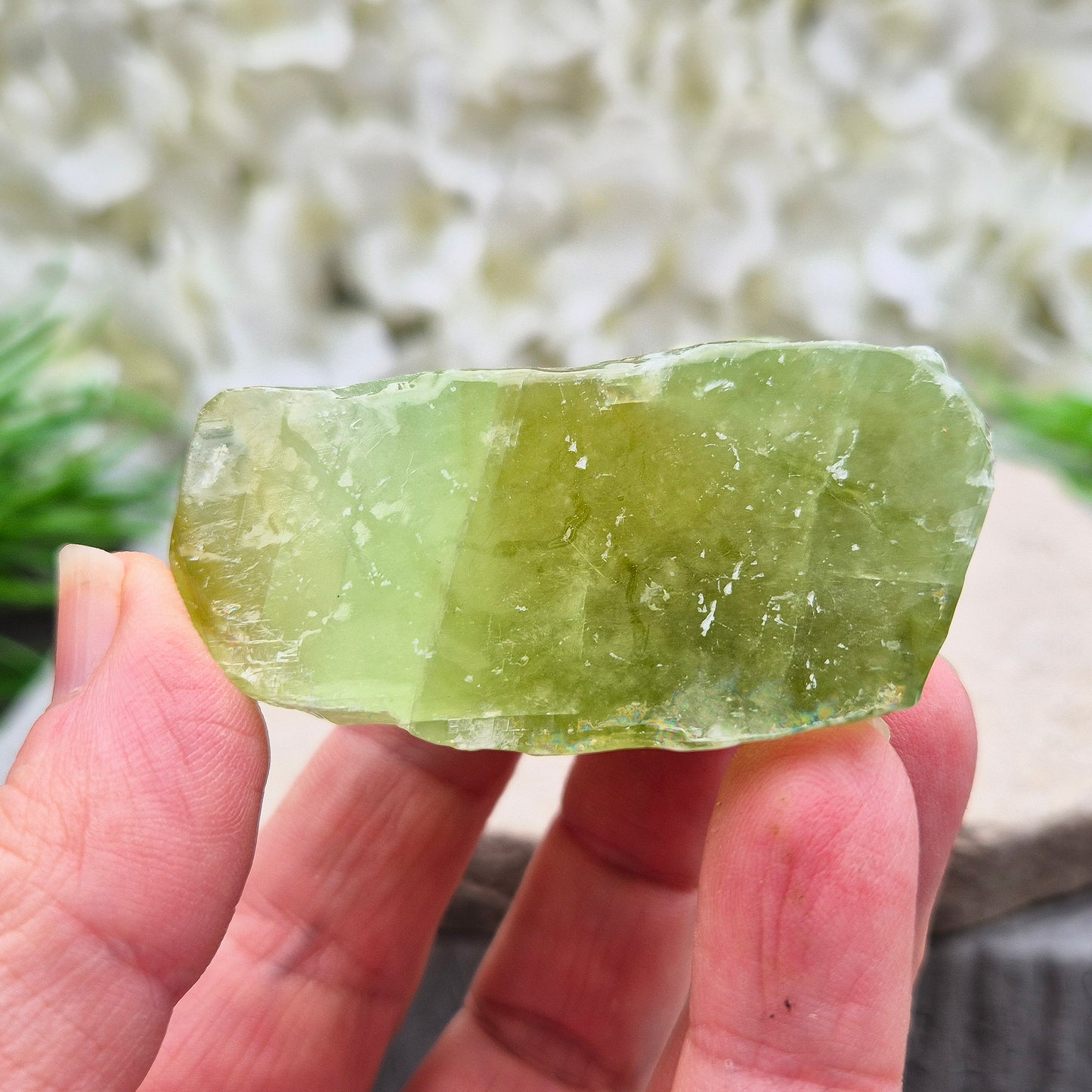 Green Calcite Crystal, Natural Gemstone, 36 to 38