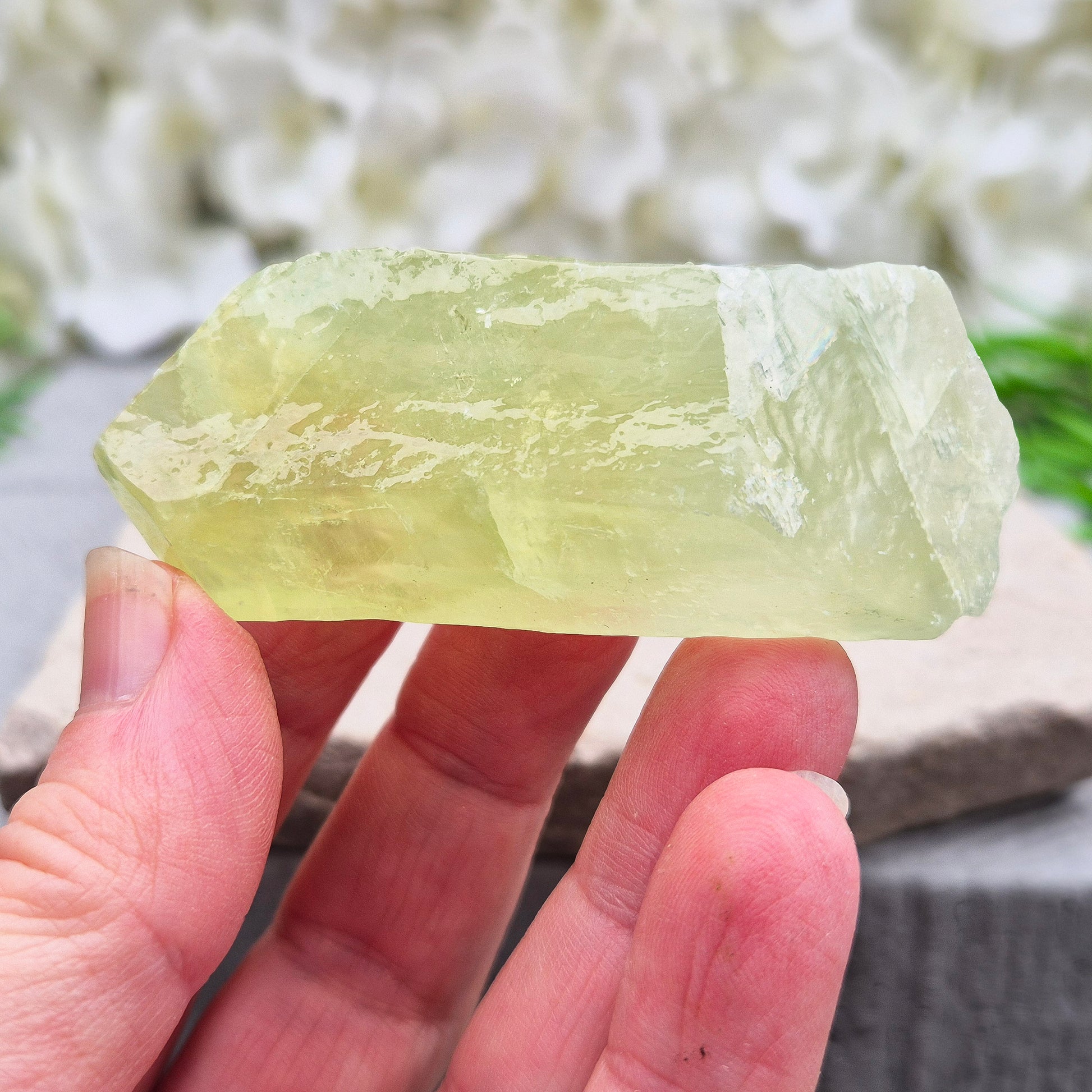 Natural Green Calcite chunk to support emotional release, fresh energy and a lighter mindset. A calming heart-centred stone for letting go and moving forward.
