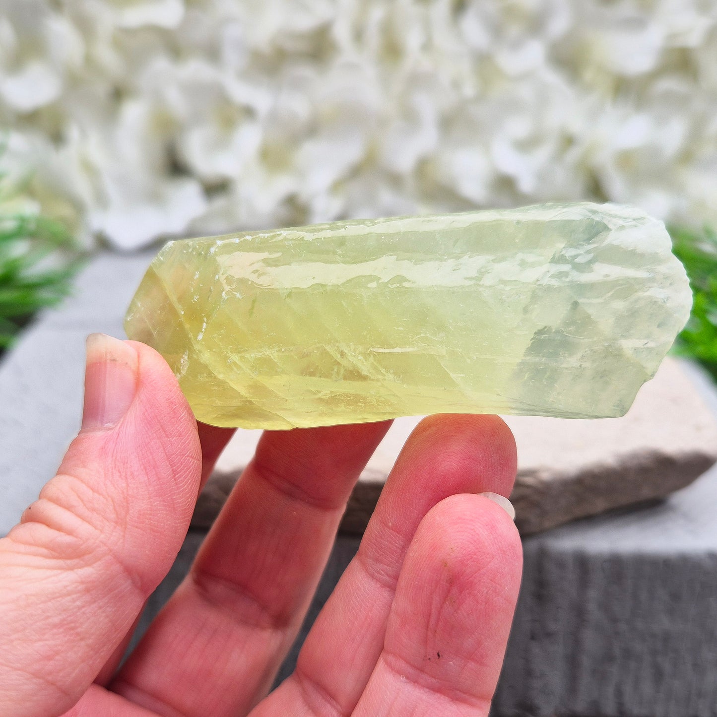Natural Green Calcite chunk to support emotional release, fresh energy and a lighter mindset. A calming heart-centred stone for letting go and moving forward.