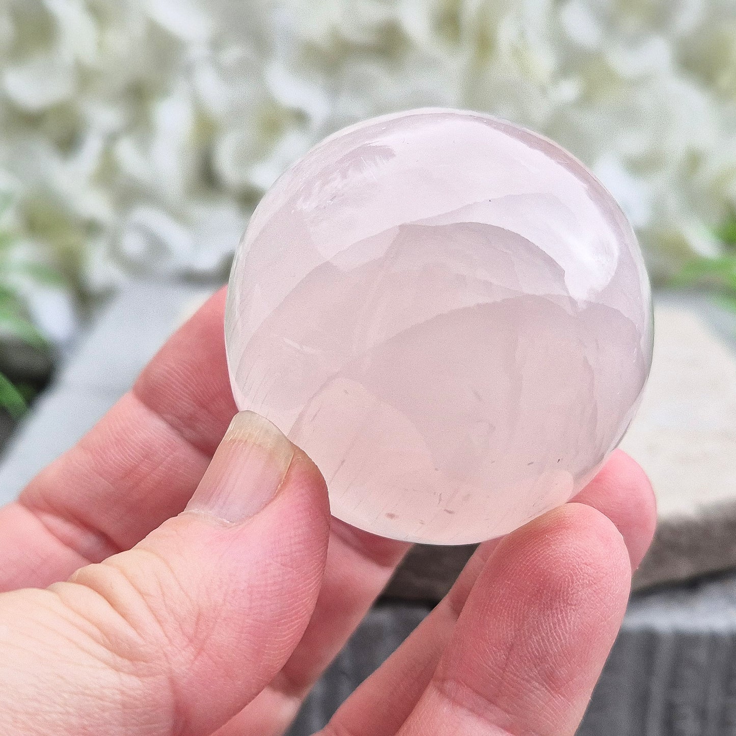 Selenite Crystal Sphere, Crystal Ball 4.5 cm diameter, Clear Acrylic Stand Included