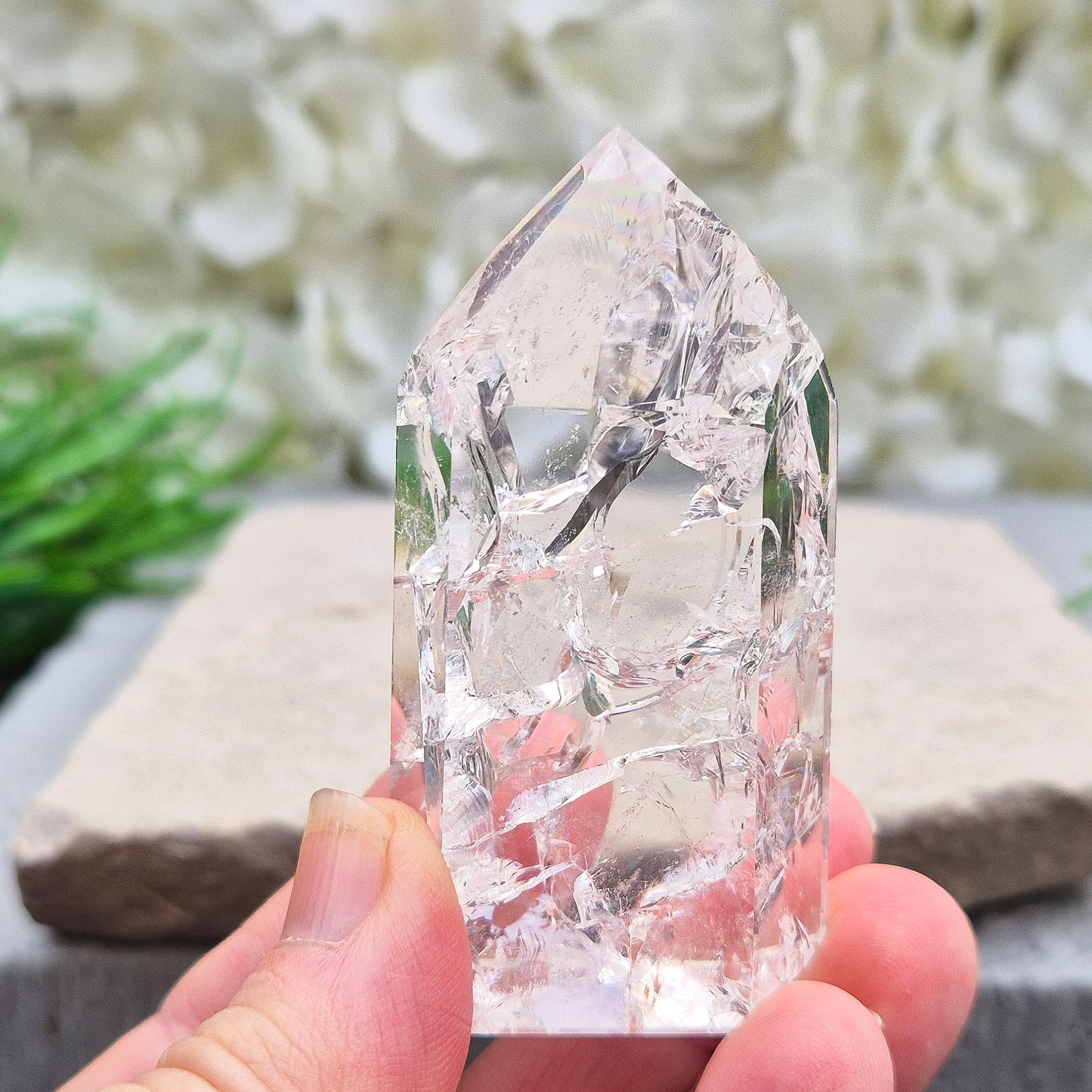 Fire and Ice Point, Rainbow Quartz Crystal Point