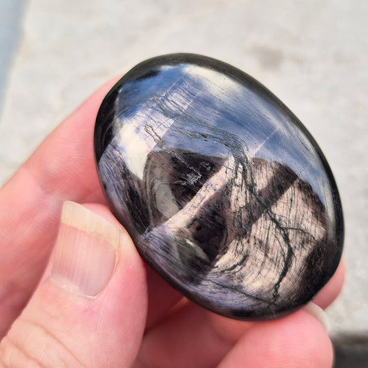 Violet Hypersthene Crystal Palm Stone