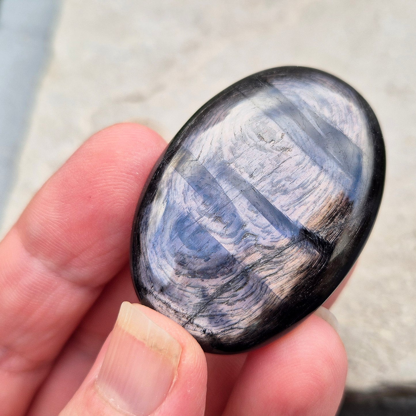 Violet Hypersthene Crystal Palm Stone