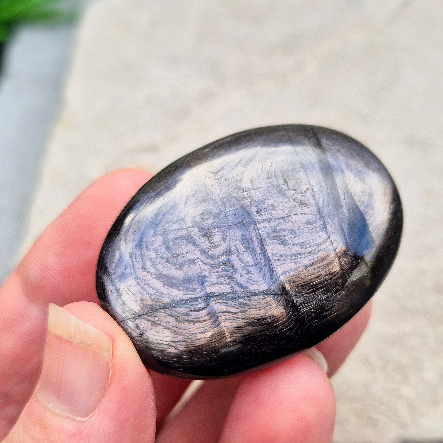 Violet Hypersthene Crystal Palm Stone