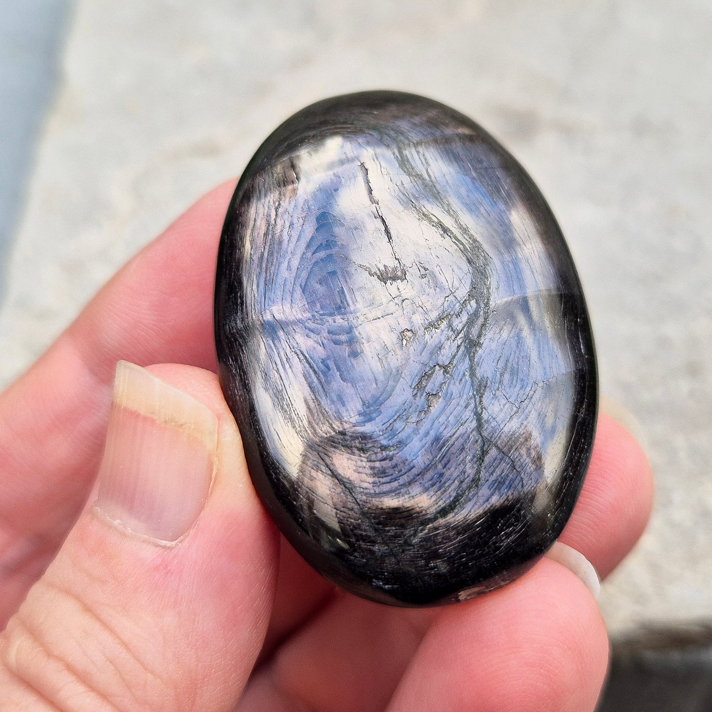 Violet Hypersthene Crystal Palm Stone