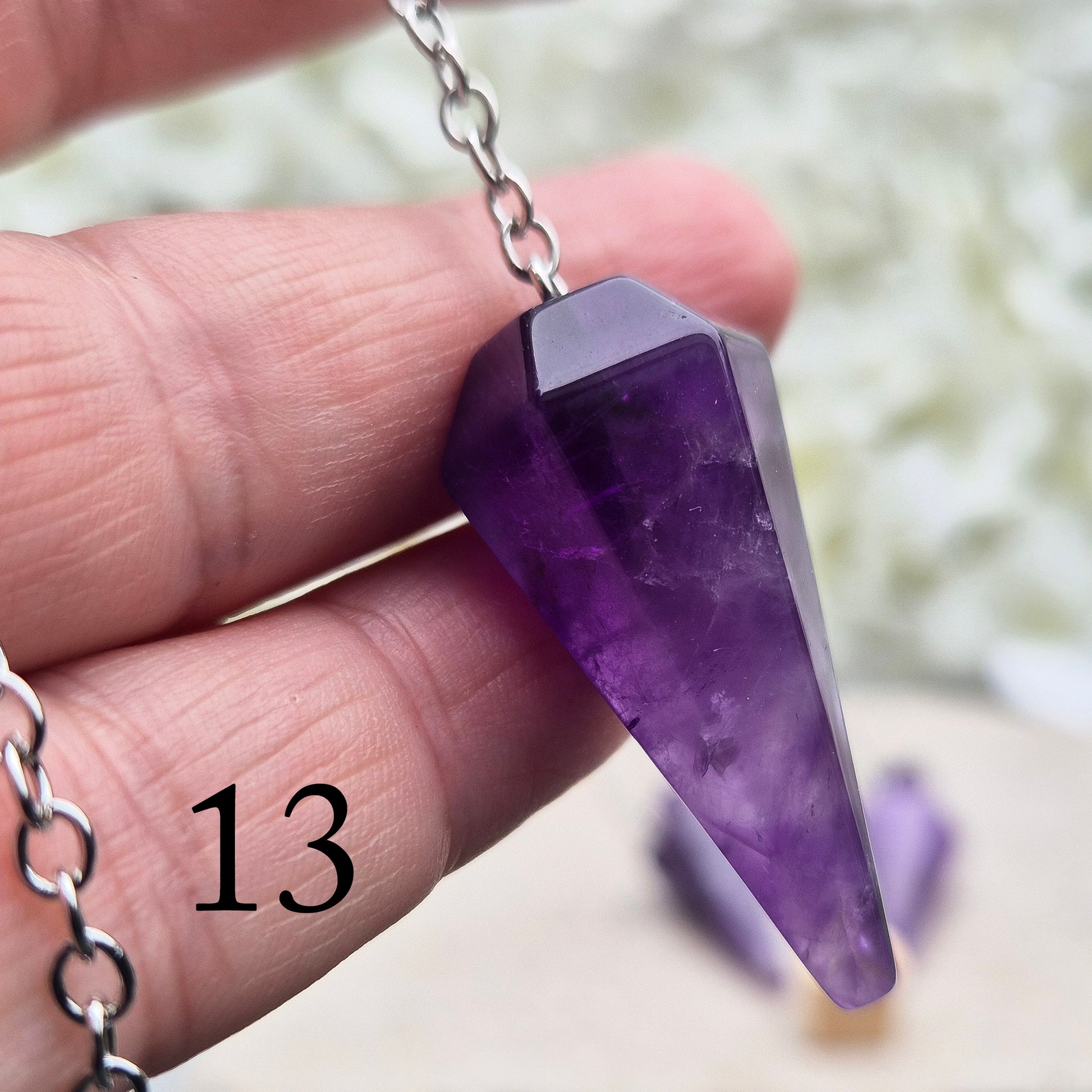 Amethyst Crystal Pendulum – perfect for dowsing, meditation, and chakra work. A calming stone that supports intuition, clarity, and spiritual balance. 