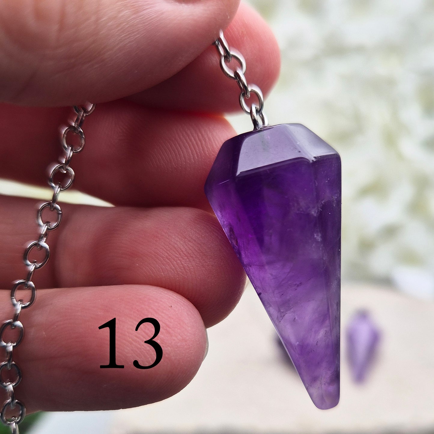 Amethyst Crystal Pendulum – perfect for dowsing, meditation, and chakra work. A calming stone that supports intuition, clarity, and spiritual balance. 
