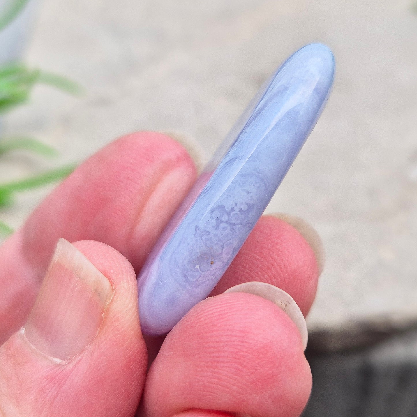 Blue Lace Agate Crystal Palm Stone