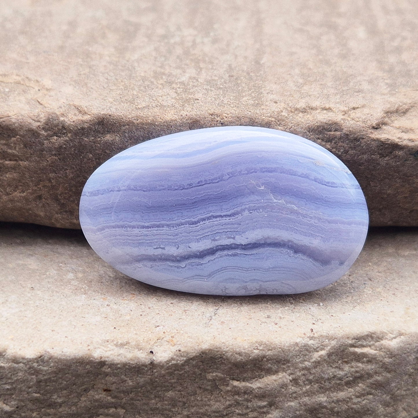 Blue Lace Agate Crystal Palm Stone