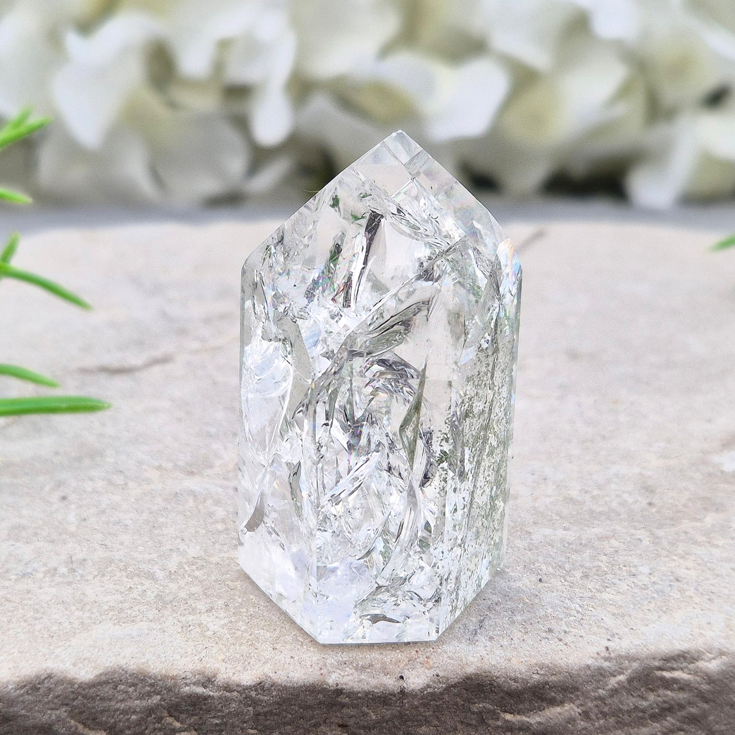 Fire and Ice Quartz Point, Rainbow Quartz Crystal Point