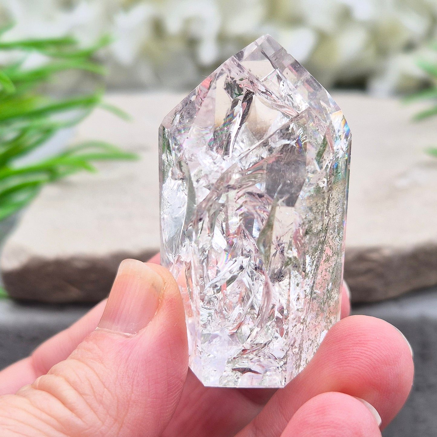 Fire and Ice Quartz Point, Rainbow Quartz Crystal Point