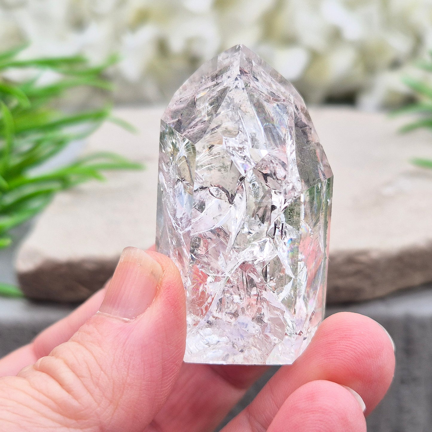 Fire and Ice Quartz Point, Rainbow Quartz Crystal Point