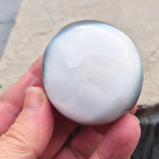 Orca Agate Crystal, Grey Agate Pebble Shaped