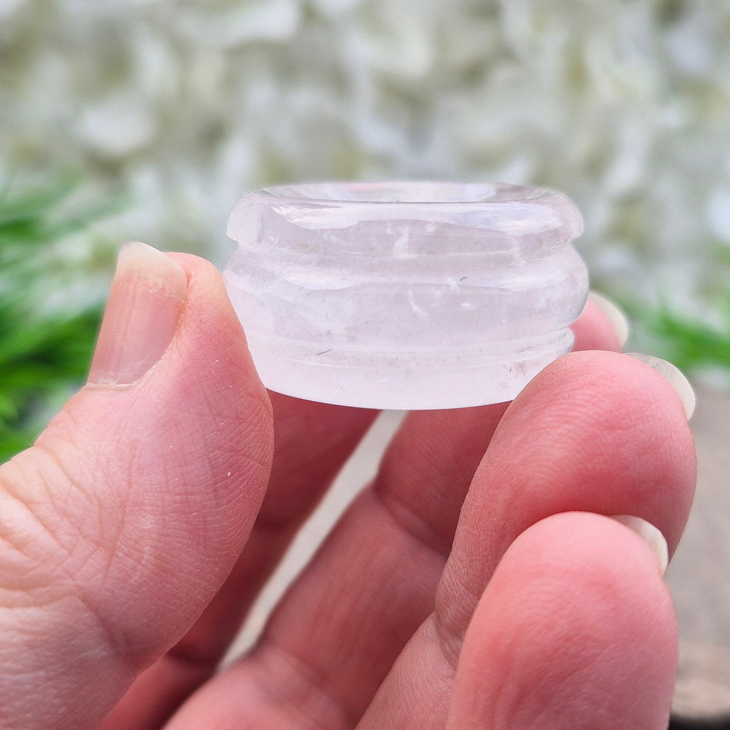 Polished Clear Quartz sphere holder made from natural Brazilian quartz. A bright, balanced display stand for crystal balls and collectors.