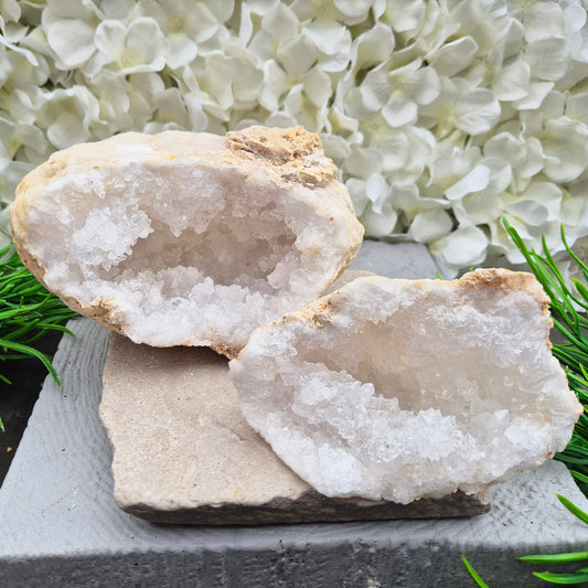 Quartz Crystal Geode Pair, will self stand