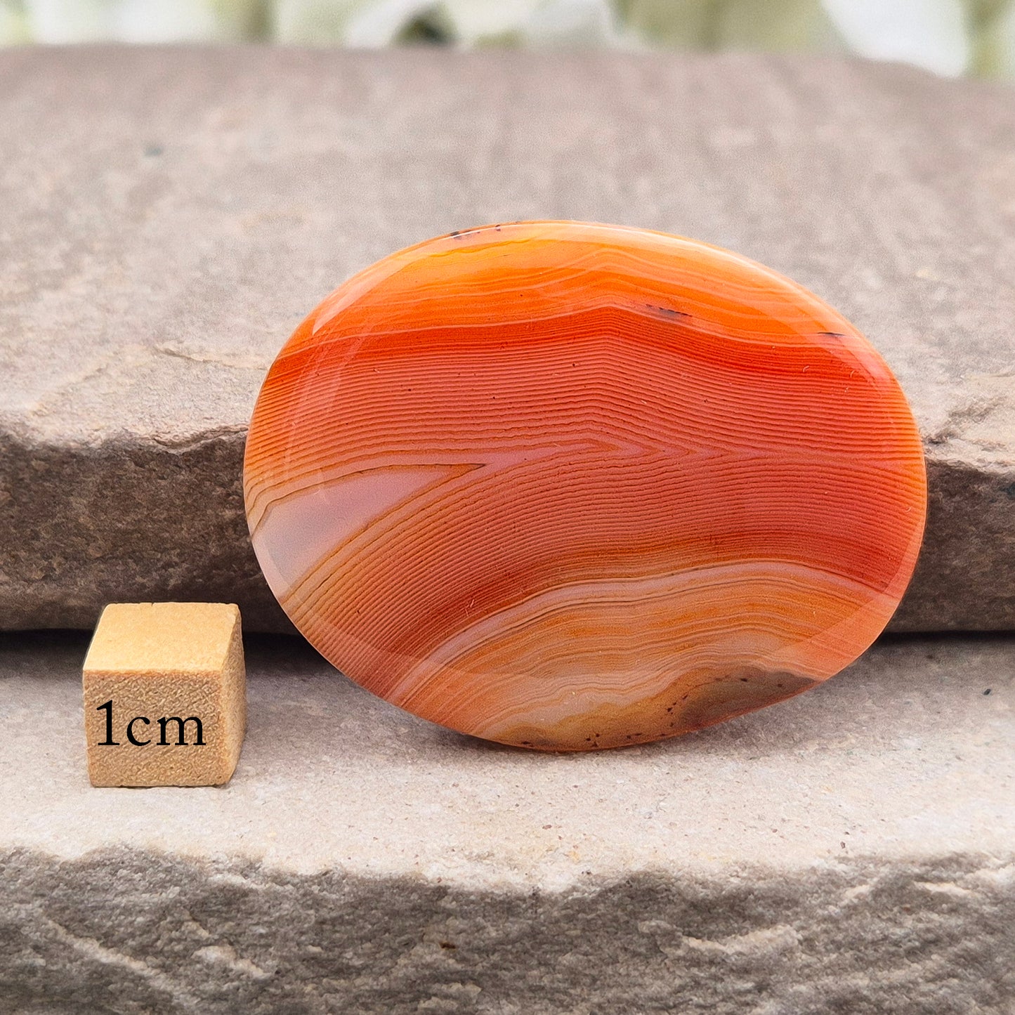 Banded Carnelian palm stone from Madagascar. Boosts motivation, confidence and creativity. Grounding Root and Sacral crystal for energy and focus. 