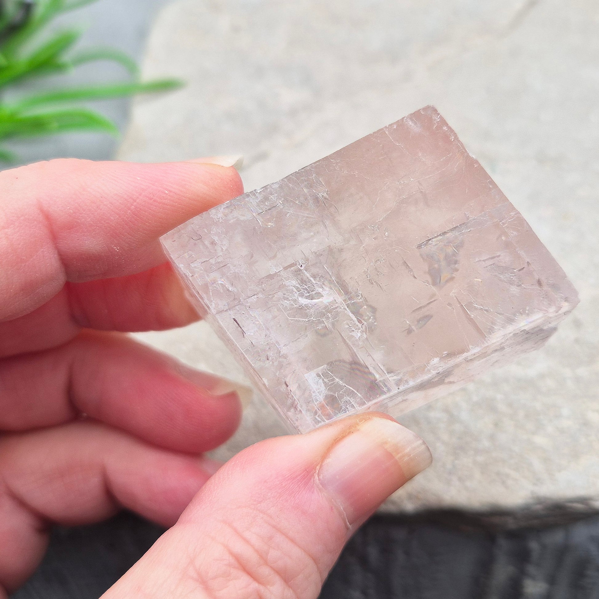 Pale pink watermelon calcite, no green hues, from Mexico. Ideal for heart chakra support, emotional calm, and gentle self-care with nurturing energy.