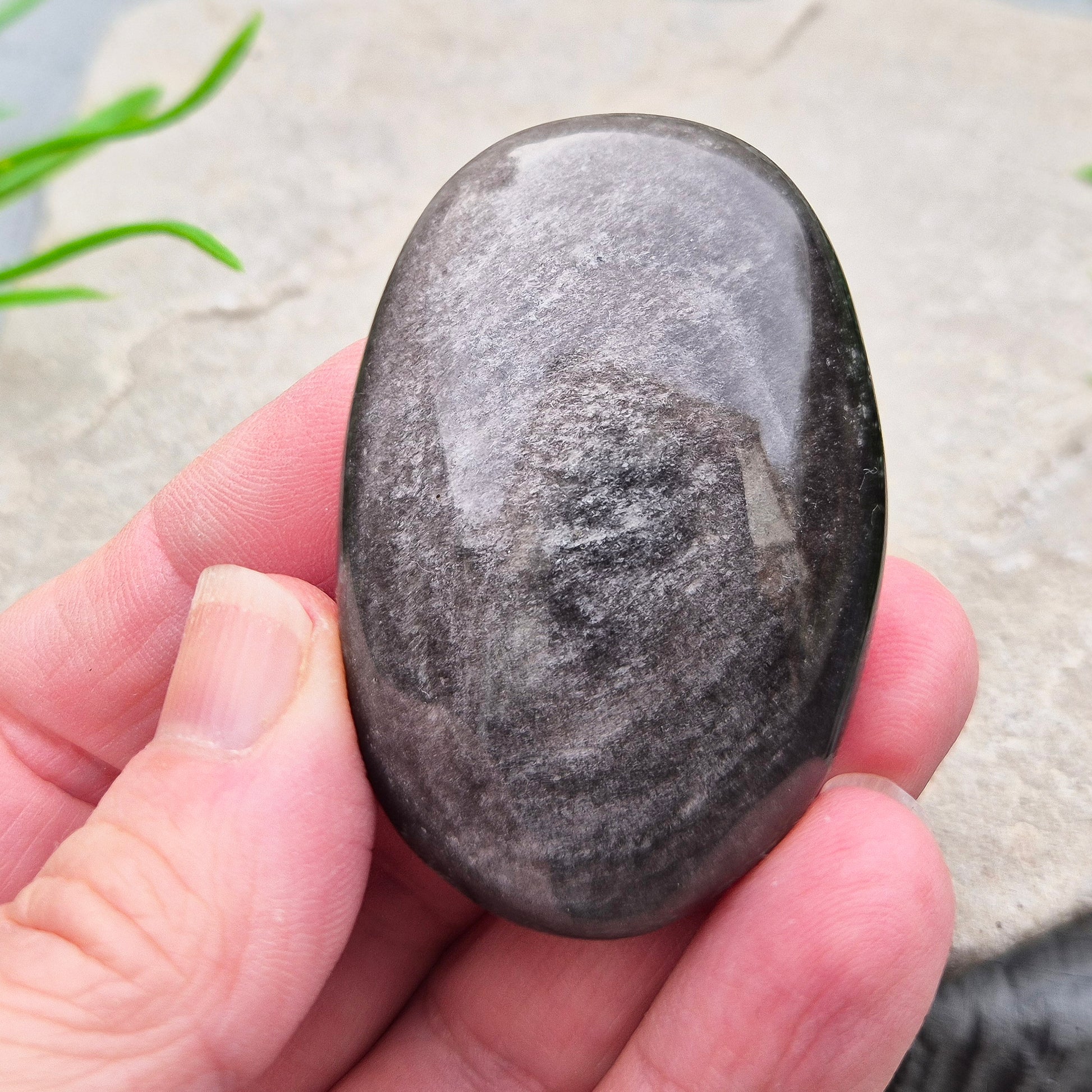 Grounding and protective Silver Sheen Obsidian crystal that enhances self-awareness, inner strength, and emotional balance.
