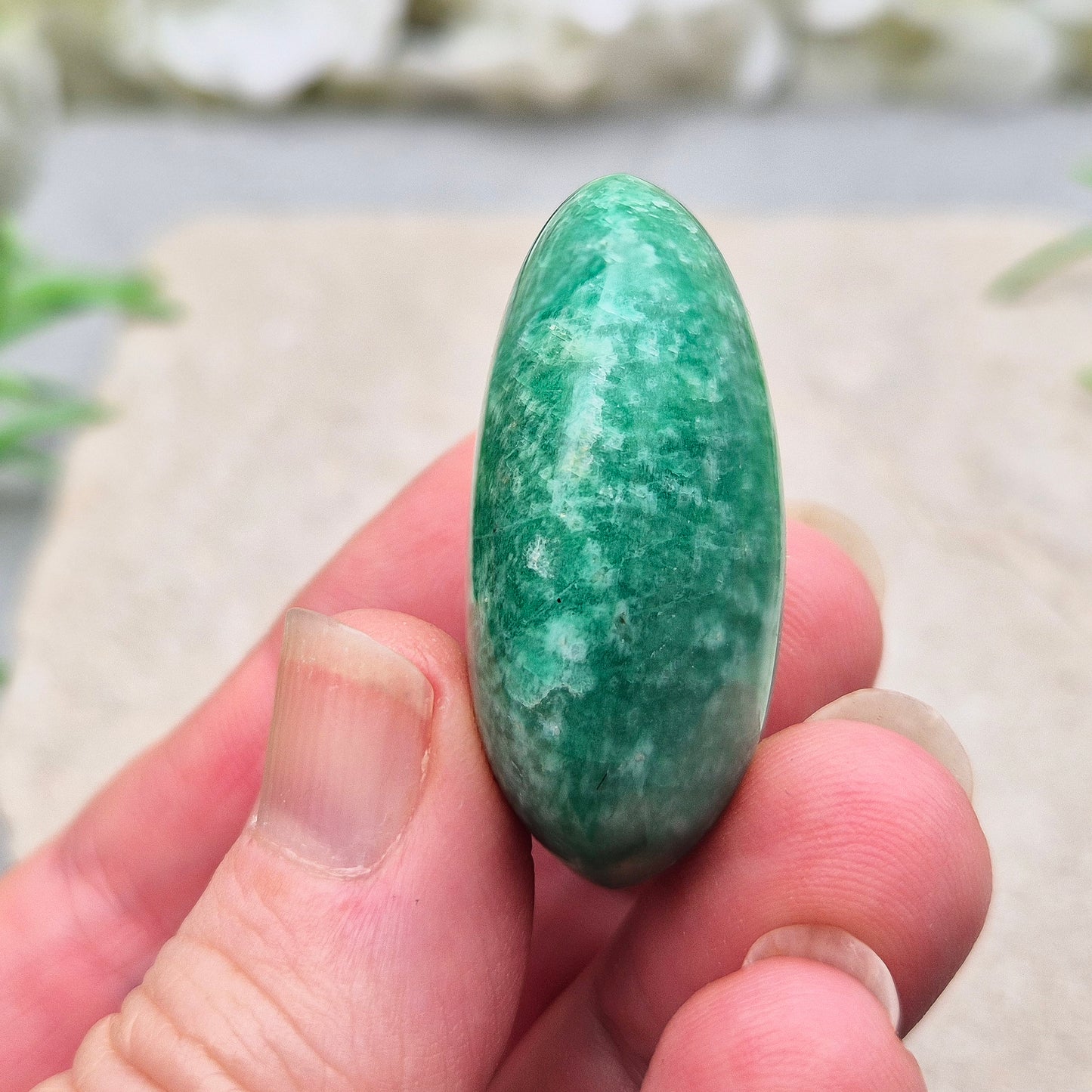 Amazonite Crystal Palm Stone, Pocket Gemstone