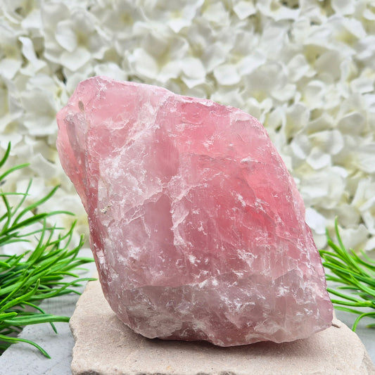 Natural Rose Quartz crystal from Namibia. Gentle stone of love that brings calm, emotional support, balance, and unconditional self-love.