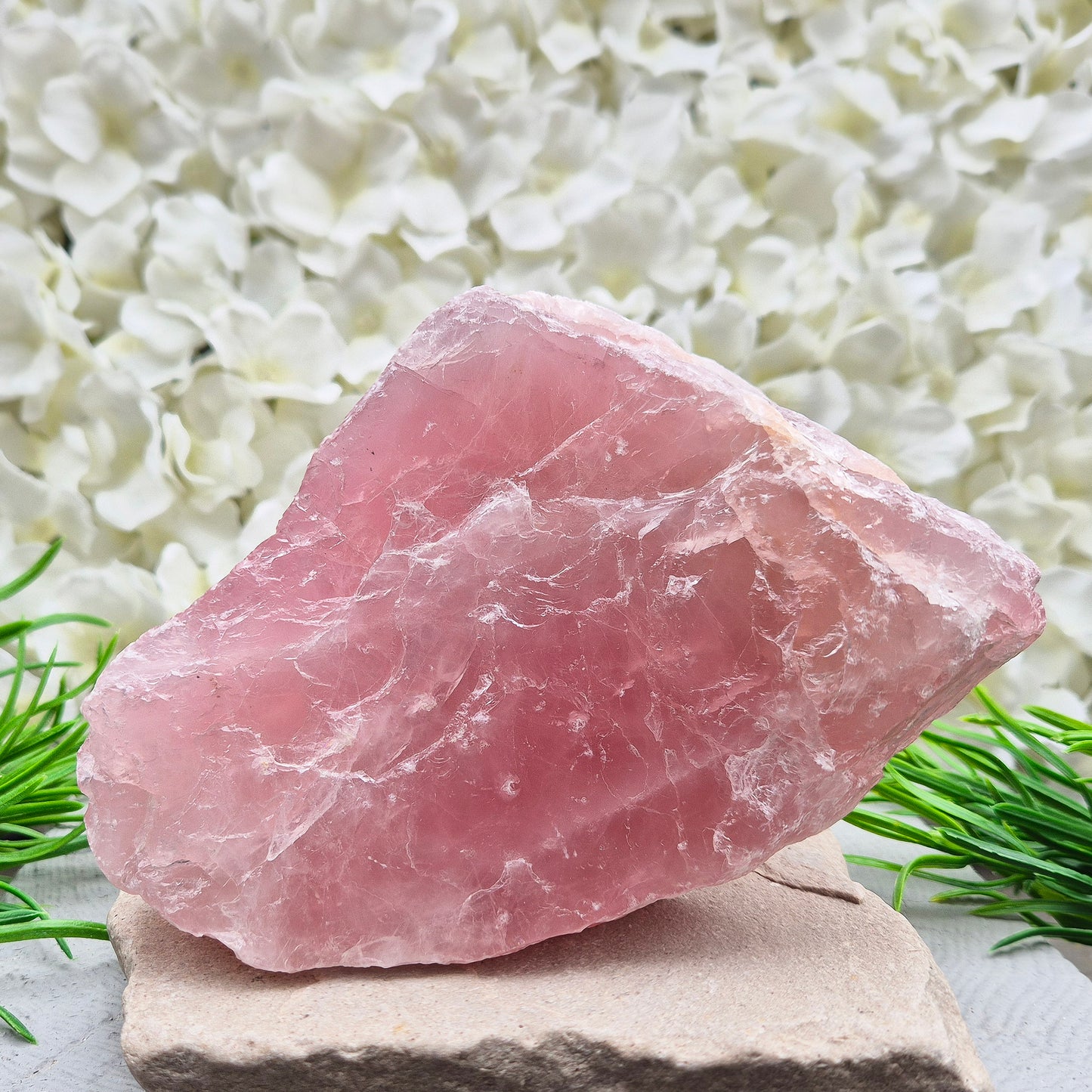 Natural Rose Quartz crystal from Namibia. Gentle stone of love that brings calm, emotional support, balance, and unconditional self-love.