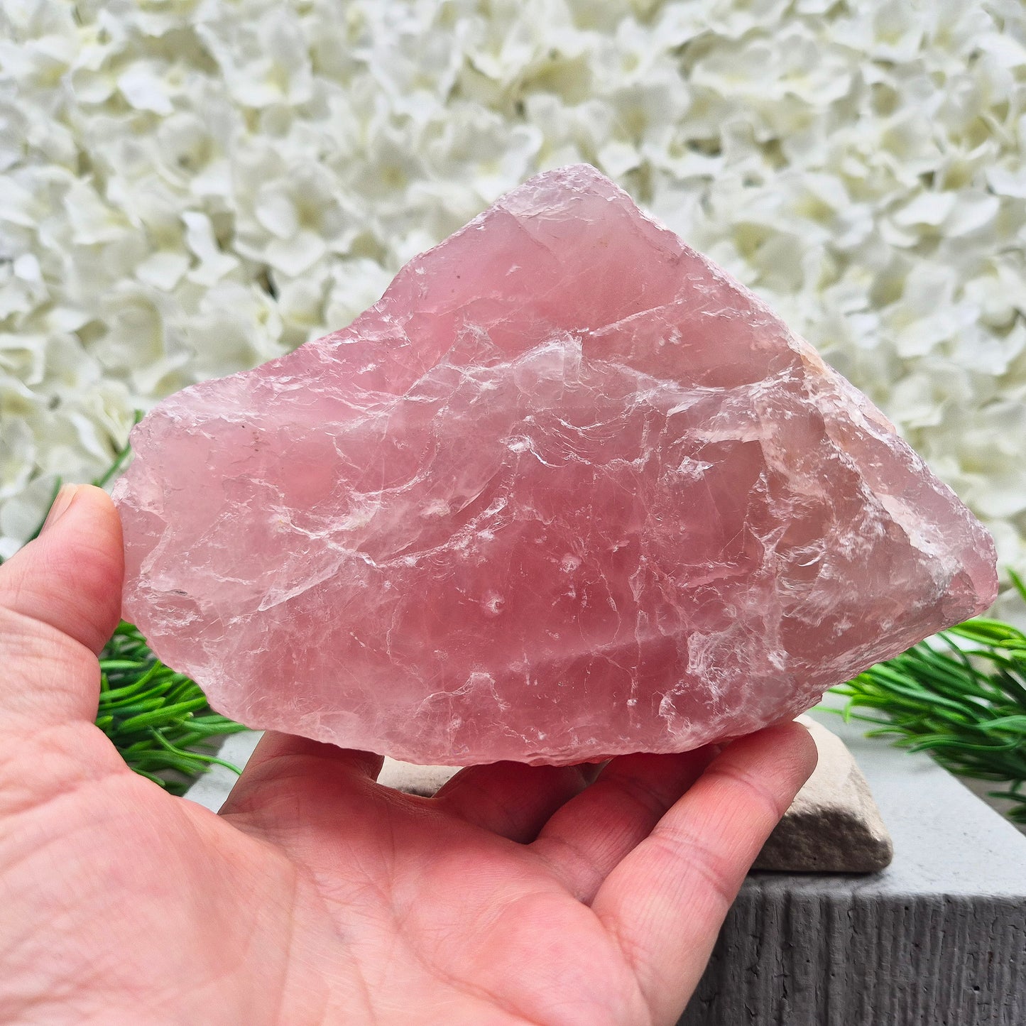 Natural Rose Quartz crystal from Namibia. Gentle stone of love that brings calm, emotional support, balance, and unconditional self-love.