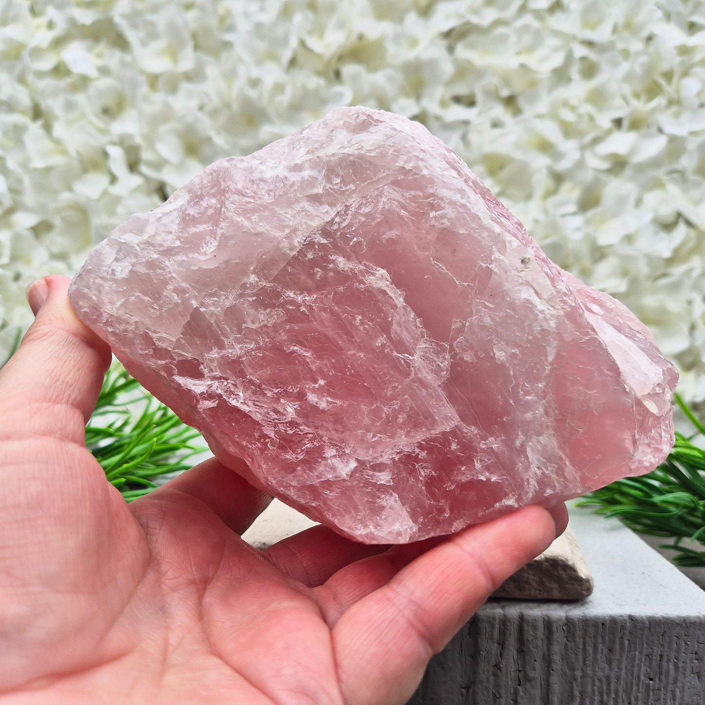 Natural Rose Quartz crystal from Namibia. Gentle stone of love that brings calm, emotional support, balance, and unconditional self-love.