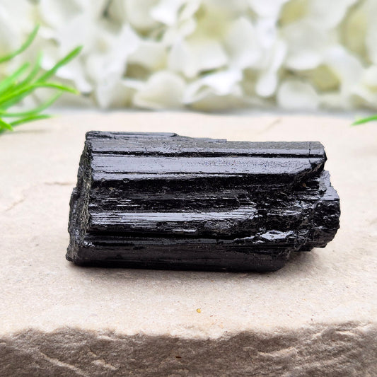 Natural Black Tourmaline crystal. Strong protective crystal that helps you feel safe, calm, clear-minded, and emotionally strong.