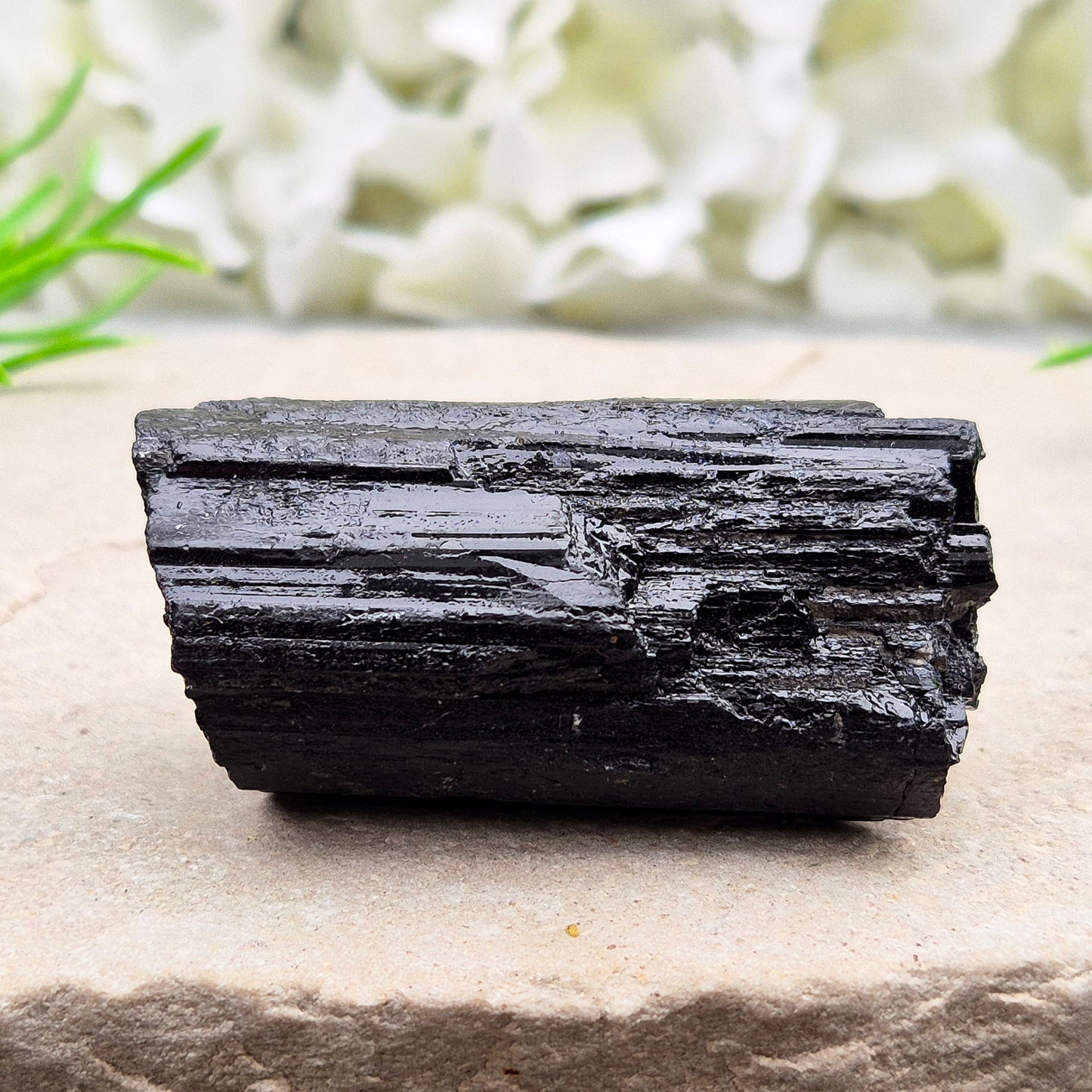Natural Black Tourmaline crystal. Strong protective crystal that helps you feel safe, calm, clear-minded, and emotionally strong.