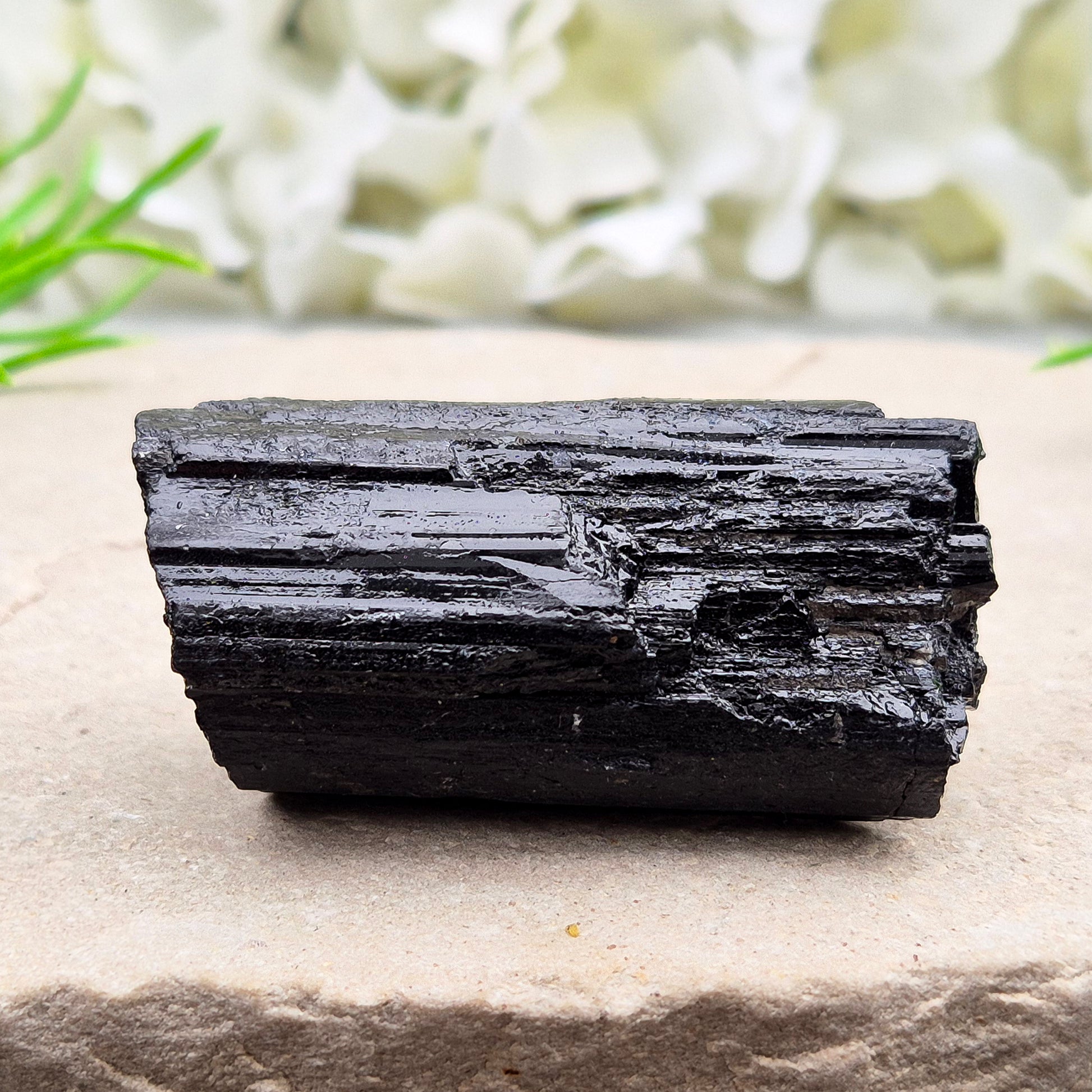 Natural Black Tourmaline crystal. Strong protective crystal that helps you feel safe, calm, clear-minded, and emotionally strong.