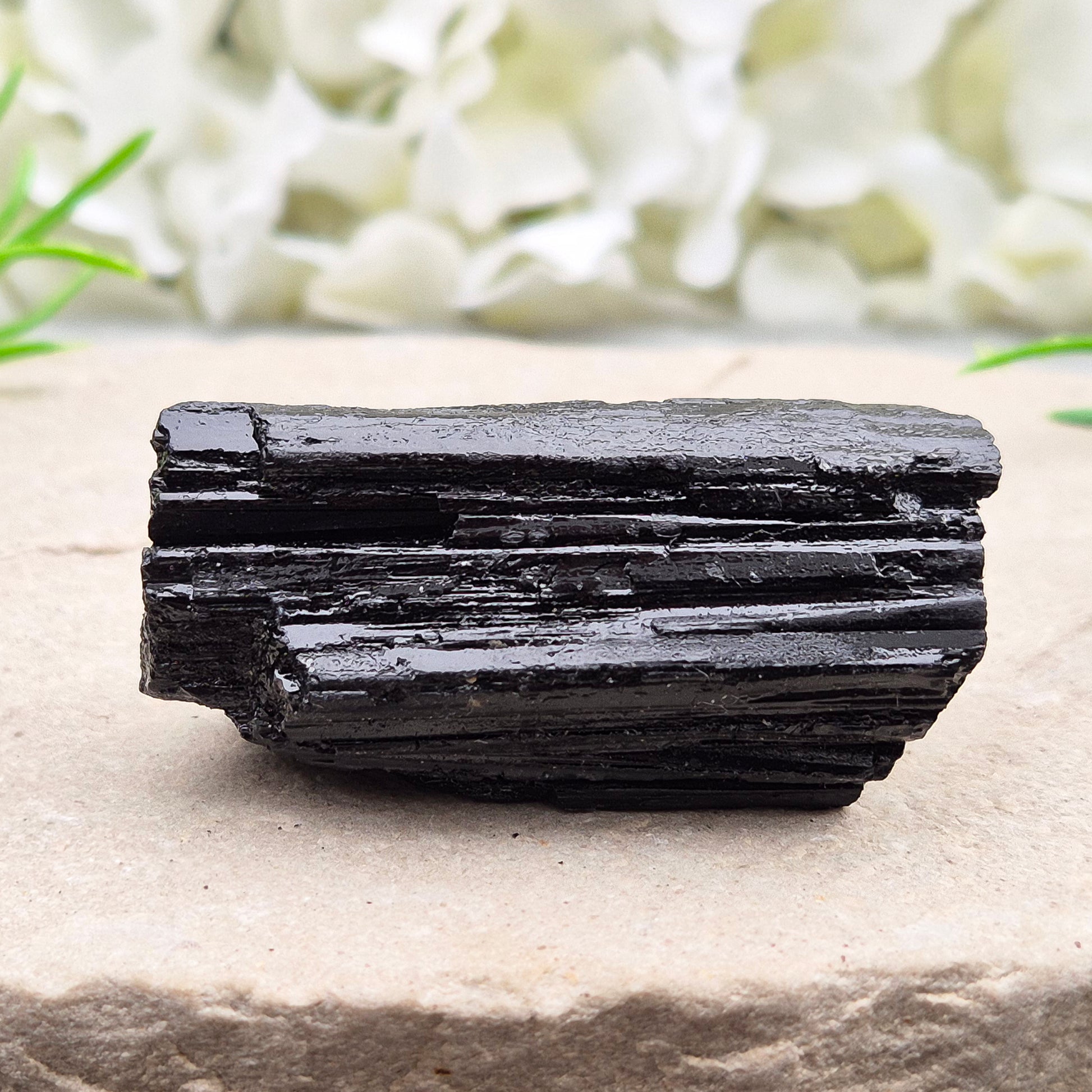Natural Black Tourmaline crystal. Strong protective crystal that helps you feel safe, calm, clear-minded, and emotionally strong.