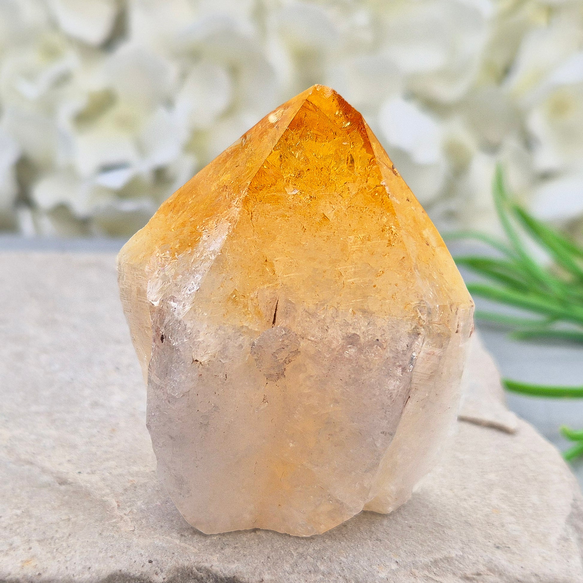 Citrine Crystal Standing Point. A stone to attract joy, success and abundance. Used to motivate, give confidence and feel more positive about yourself. 